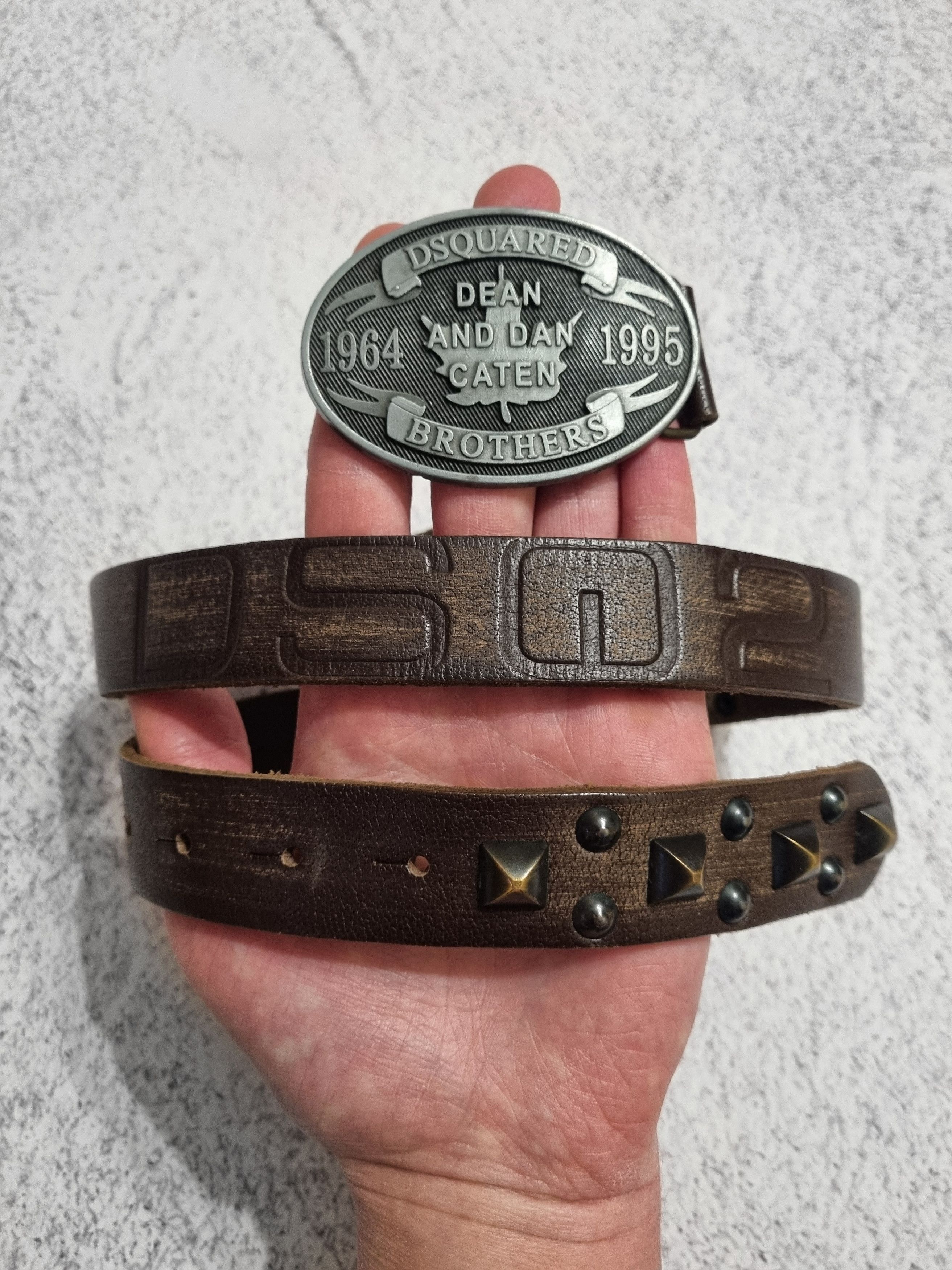 Vintage Vintage Dsquared Logo Leather Studded Belt Size ONE SIZE - 2 Thumbnail