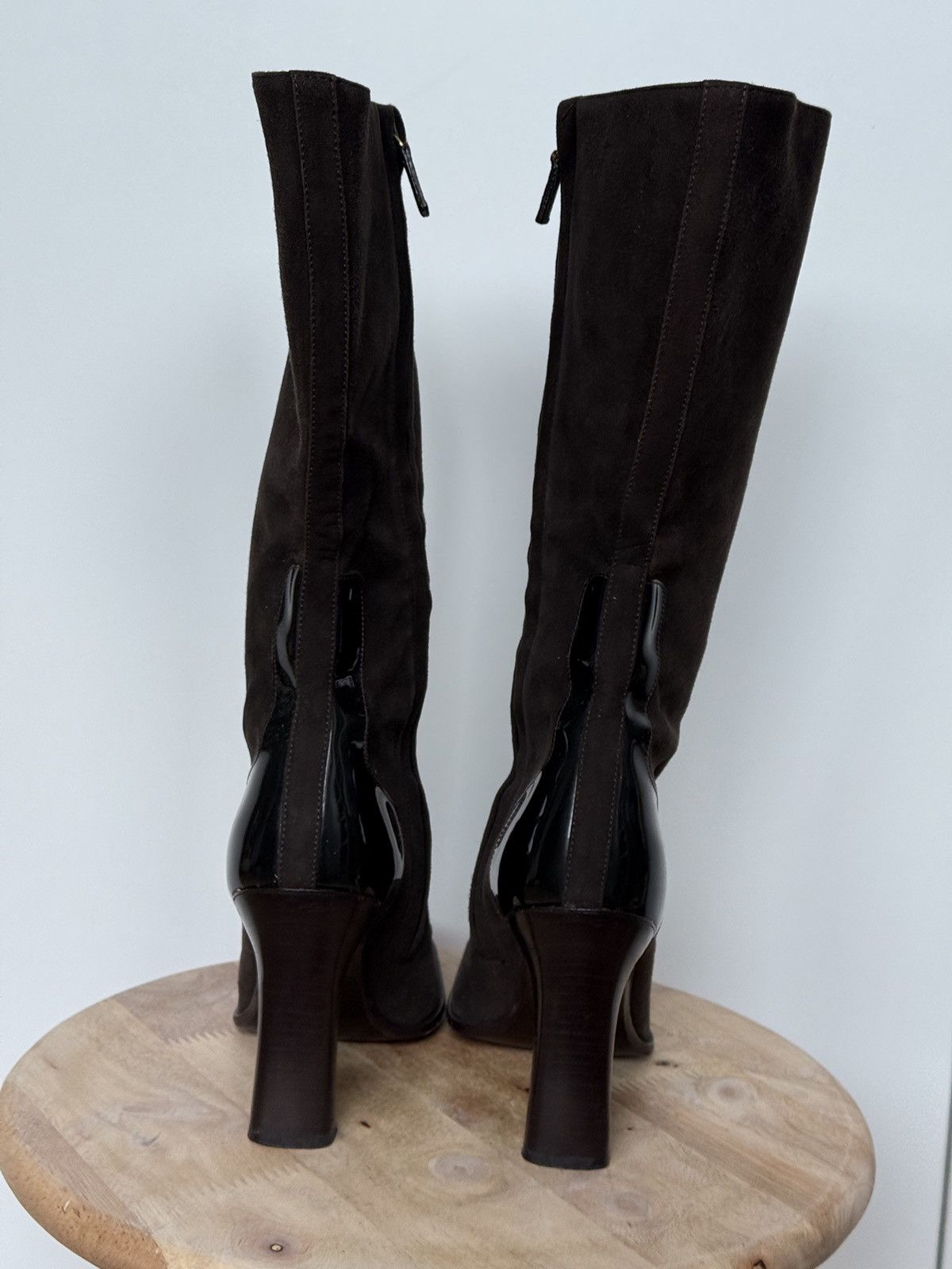 Gucci × Vintage Gucci Suede Dark Brown Riding Boots Squared Toe Heels Size US 5.5 / IT 35.5 - 7 Thumbnail