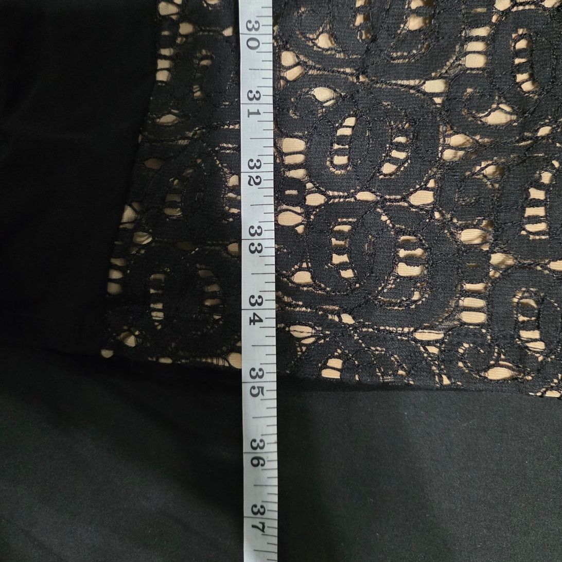 Anne Klein Anne Klein Black/Beige Short Sleeve Crochet Mini Dress - 2 Size XS / US 0-2 / IT 36-38 - 7 Thumbnail
