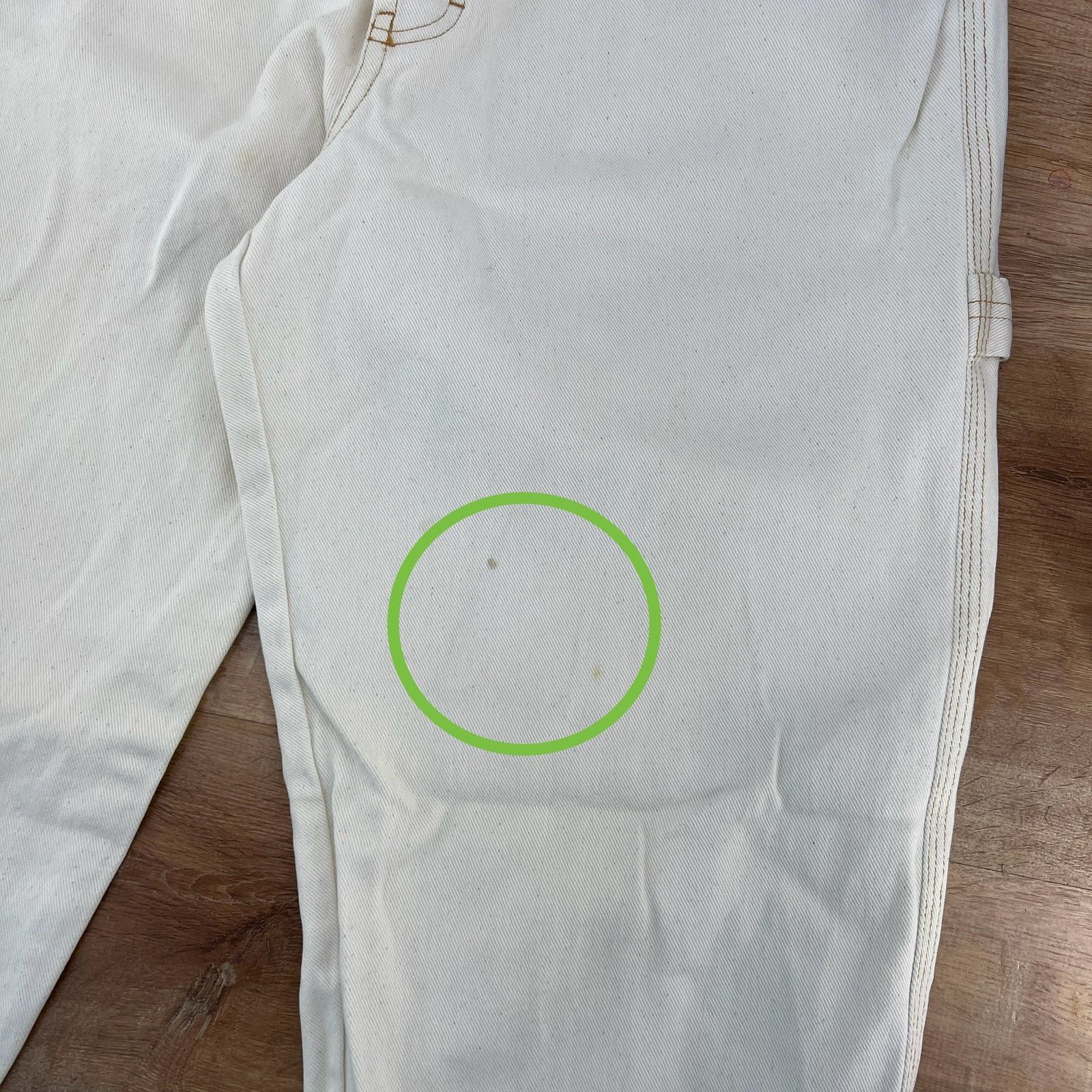 Eddie Bauer × Vintage Vintage Eddie Bauer Ivory Denim Carpenter Painter Jeans Size 31" - 5 Thumbnail