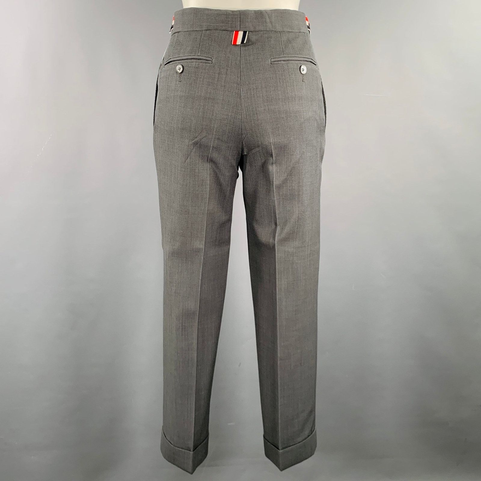 Thom Browne THOM BROWNE Size 2 Grey Wool Textured Flat Front Dress Pants Size 26" / US 2 / IT 38 - 3 Thumbnail