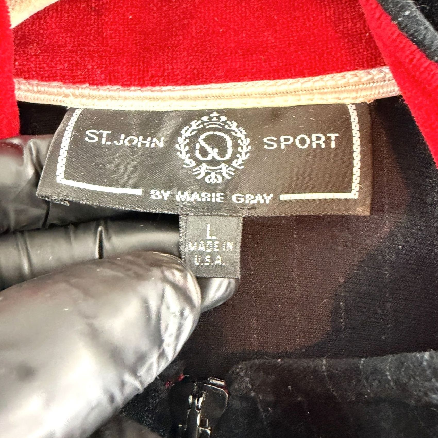 St. John St. John Sport Track Jacket Womens Large Velour Black Pinstripe Full Zip LS VTG Size L / US 10 / IT 46 - 7 Thumbnail