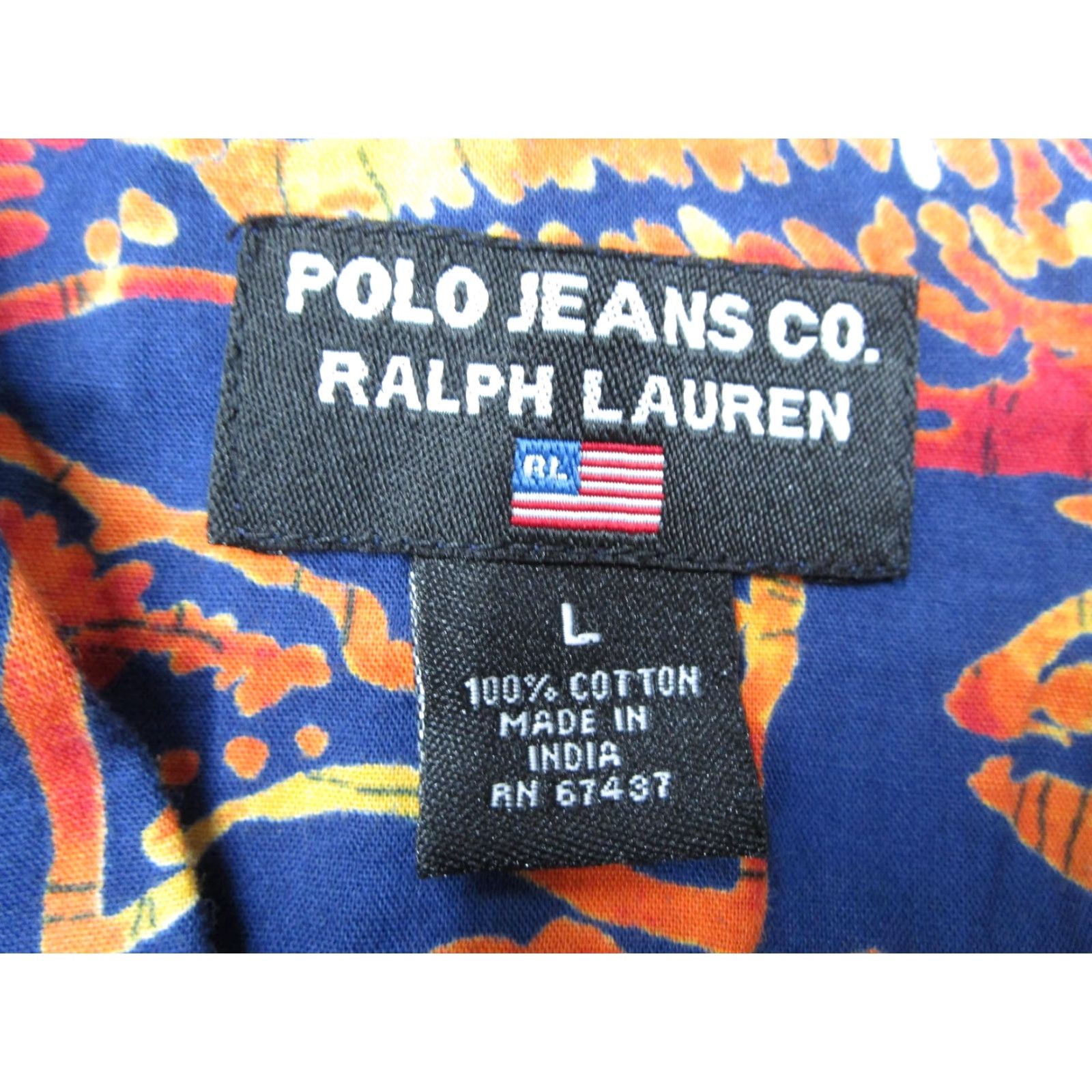 Ralph Lauren VINTAGE Ralph Lauren Polo Jeans Co Shirt Mens L Blue Orange Fish Cotton Size US L / EU 52-54 / 3 - 3 Thumbnail