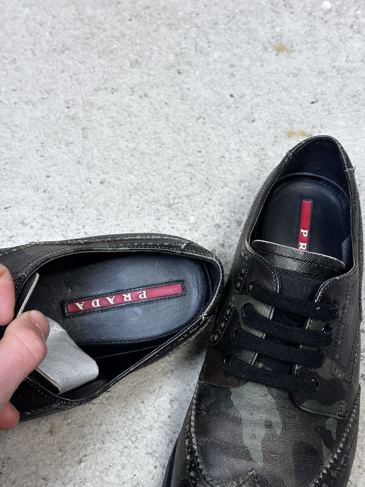 Prada Prada Mens Camo Full Brogue Derby Shoes size - 44/45 us - 11 Size US 11 / EU 44 - 15 Thumbnail