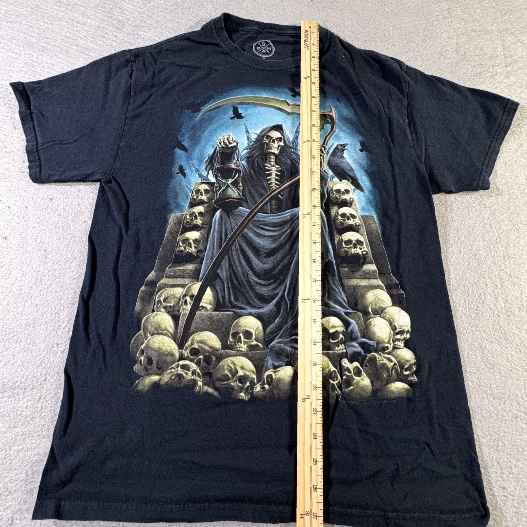 Vintage VINTAGE DOM Shirt Mens Medium Black Gothic Horror Skull Grim Reaper T-Shirt Art 90s Size US M / EU 48-50 / 2 - 7 Thumbnail