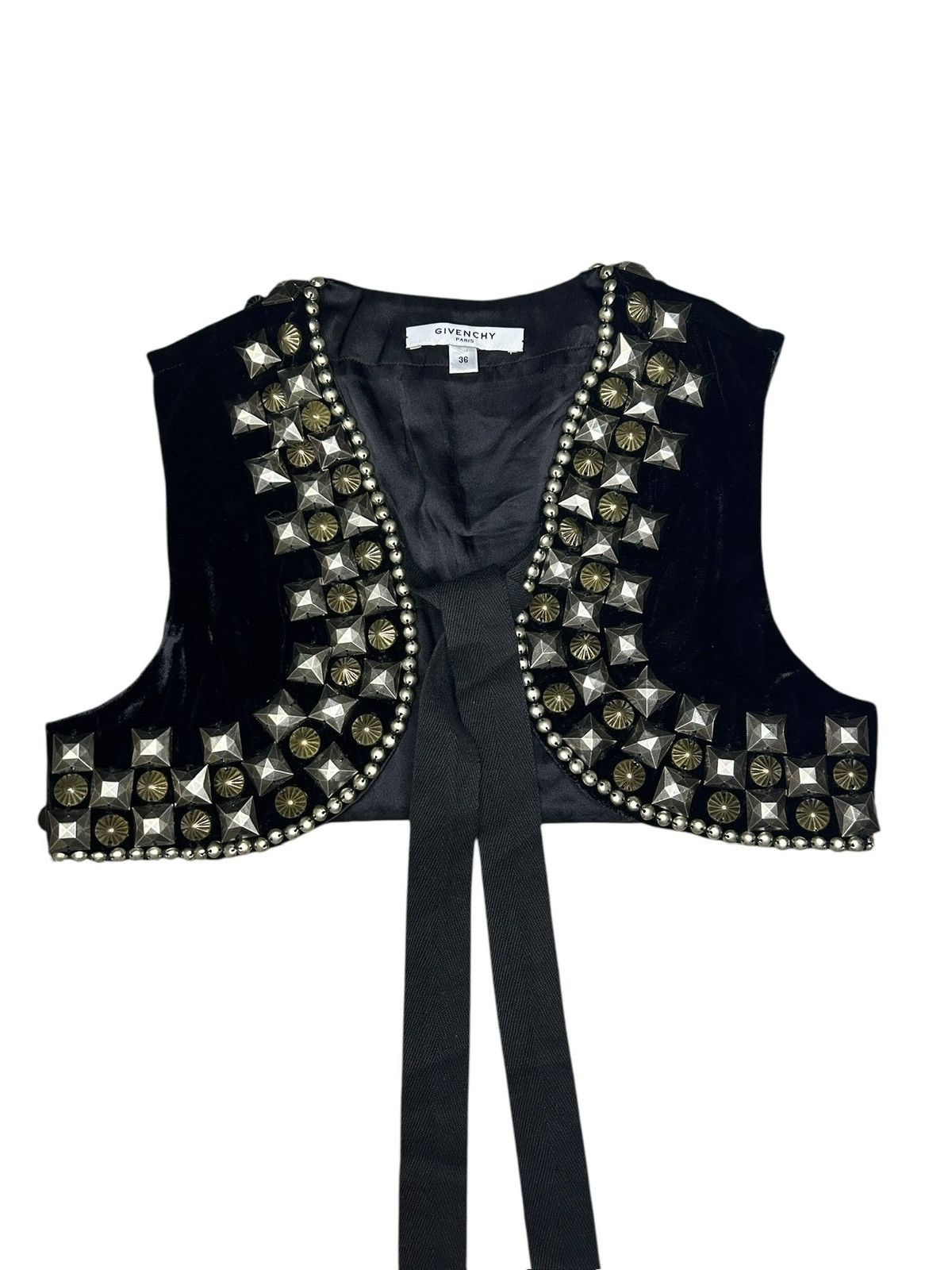 Givenchy F/W 08 Ricardo Tisci Studded Velvet Vest Size XS / US 0-2 / IT 36-38 - 1 Thumbnail