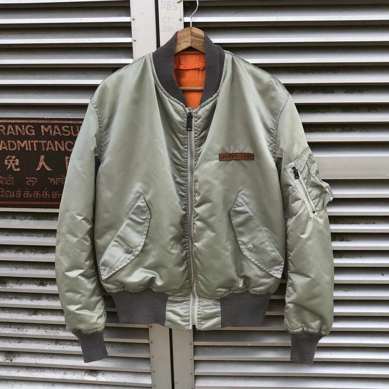 image of Vintage Avirex Flyer’S Man Intermediate Ma-1 Bomber Jacket in Olive Green, Men's (Size Large)