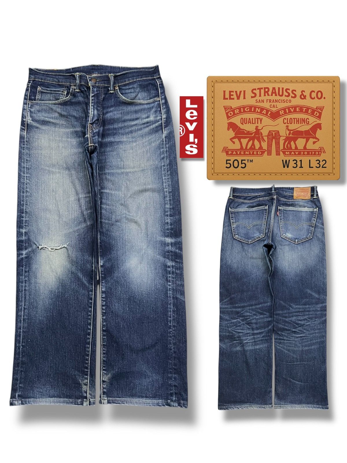 Levi's Loose Vintage Levi’s 505 - Faded Wash, Distressed Denim Size US 33 - 1 Thumbnail