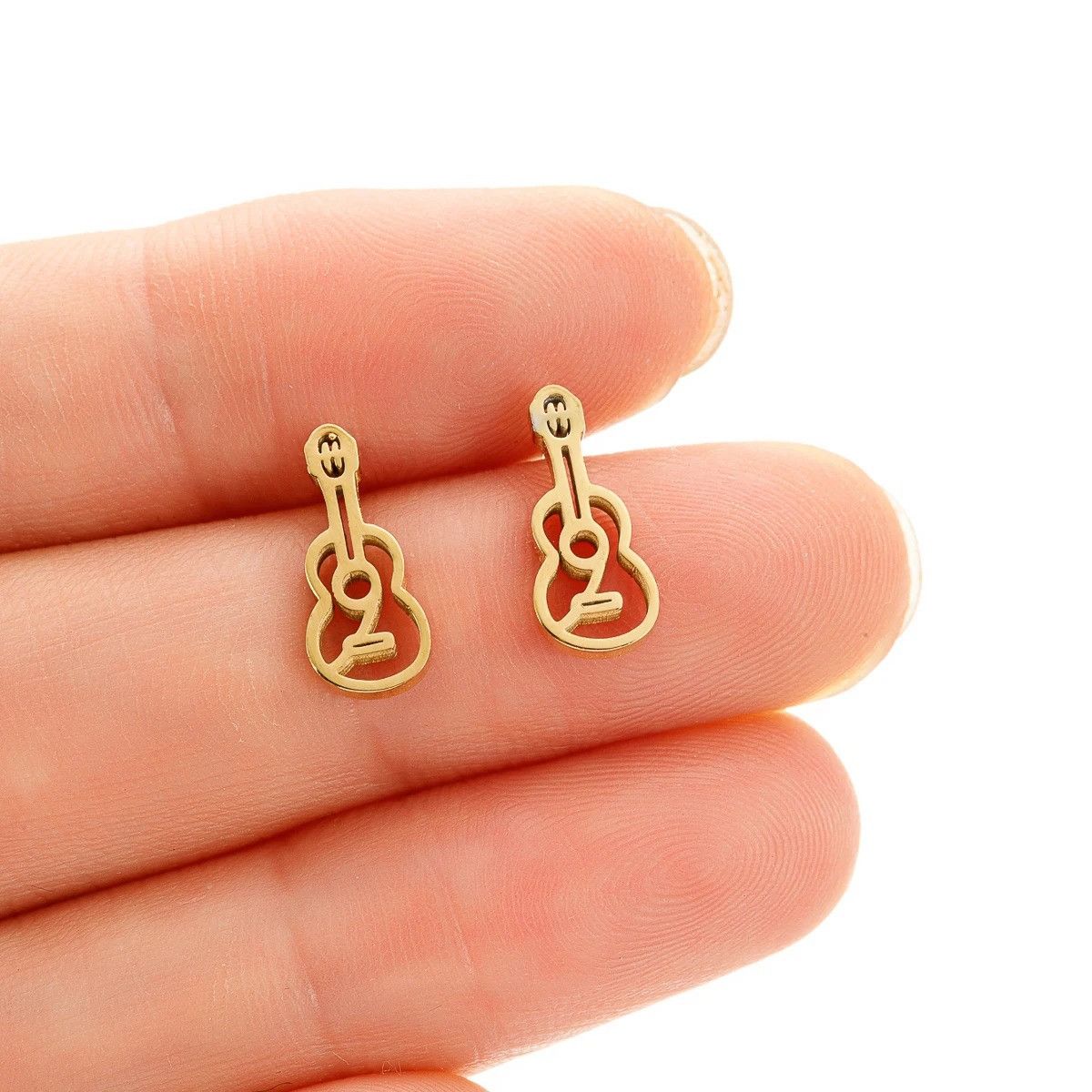 Jewelry Music Instrument Guitar Stud Earrings Charm Earring Gift Size ONE SIZE - 2 Thumbnail