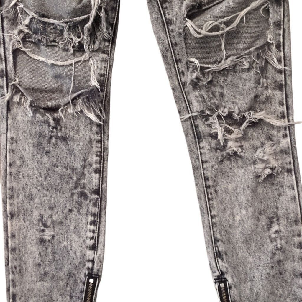 One Teaspoon One Teaspoon Black Acid Washed Trashed Freebies Jeans Sz 25 Size 25" / US 0 / IT 36 - 3 Thumbnail