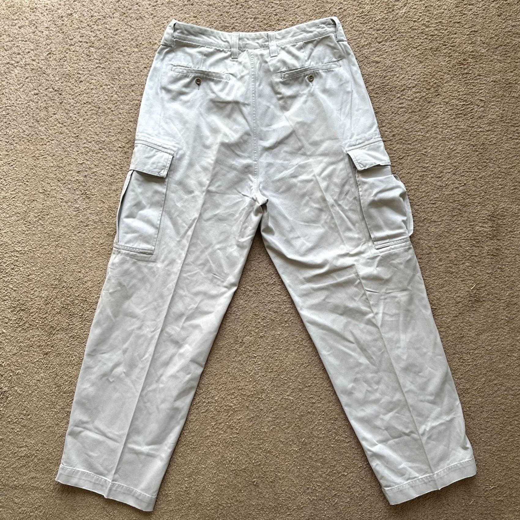 Abercrombie & Fitch VINTAGE Abercrombie & Fitch Pants Mens Cargo White 34x32 High Rise Y2K Army Paratrooper Size US 34 / EU 50 - 3 Thumbnail