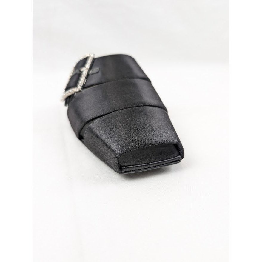 Saint Laurent Paris o1rshd1 Jacques Slide Strass Crepe Satin Sandal in Nero Size US 9 / EU 42 - 8 Thumbnail