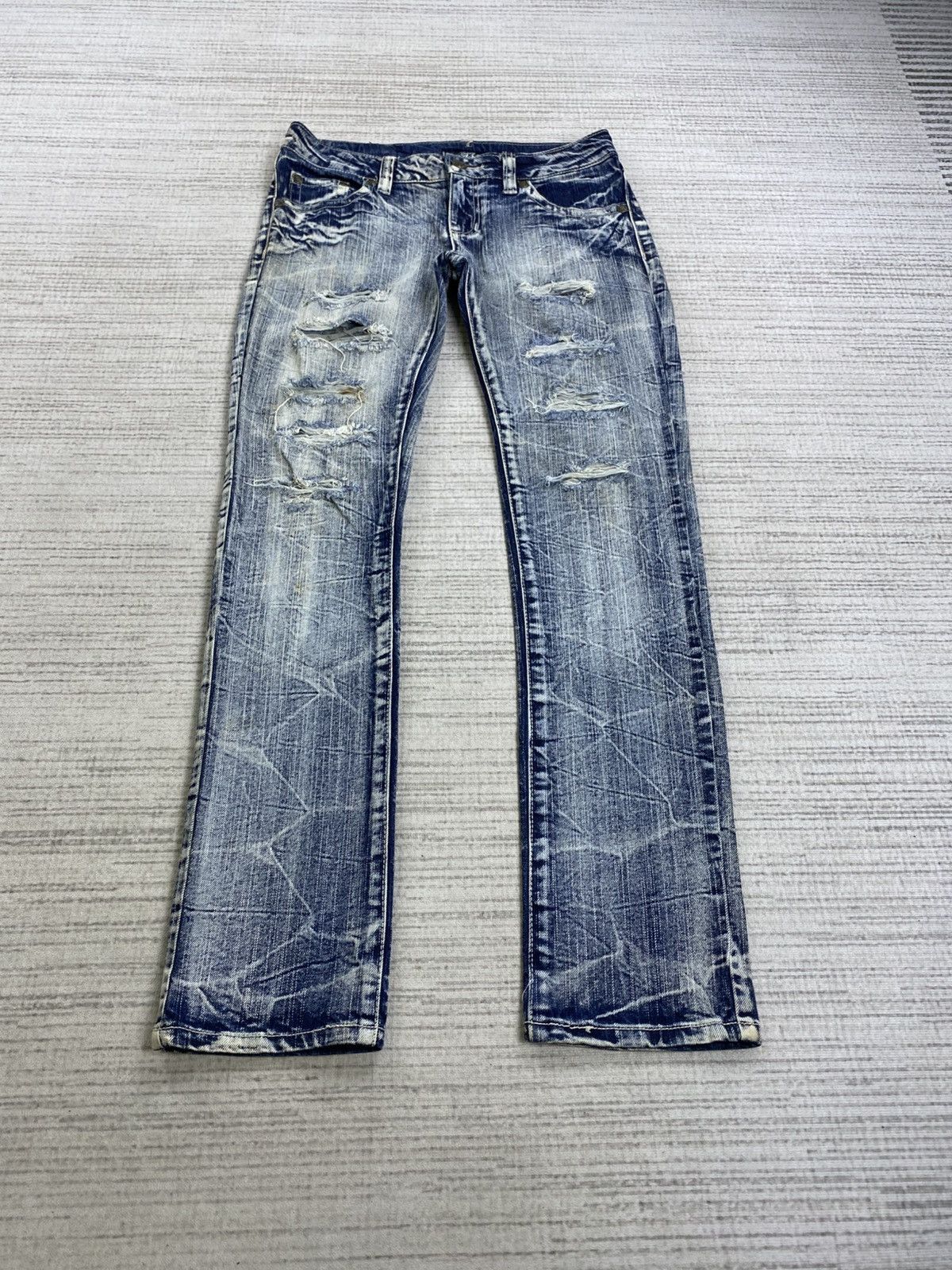 14th Addiction × Le Grande Bleu (L.G.B.) × Vintage Vintage Sky Bomber Distressed Acid Wash Denim Pants Size US 30 / EU 46 - 1 Thumbnail