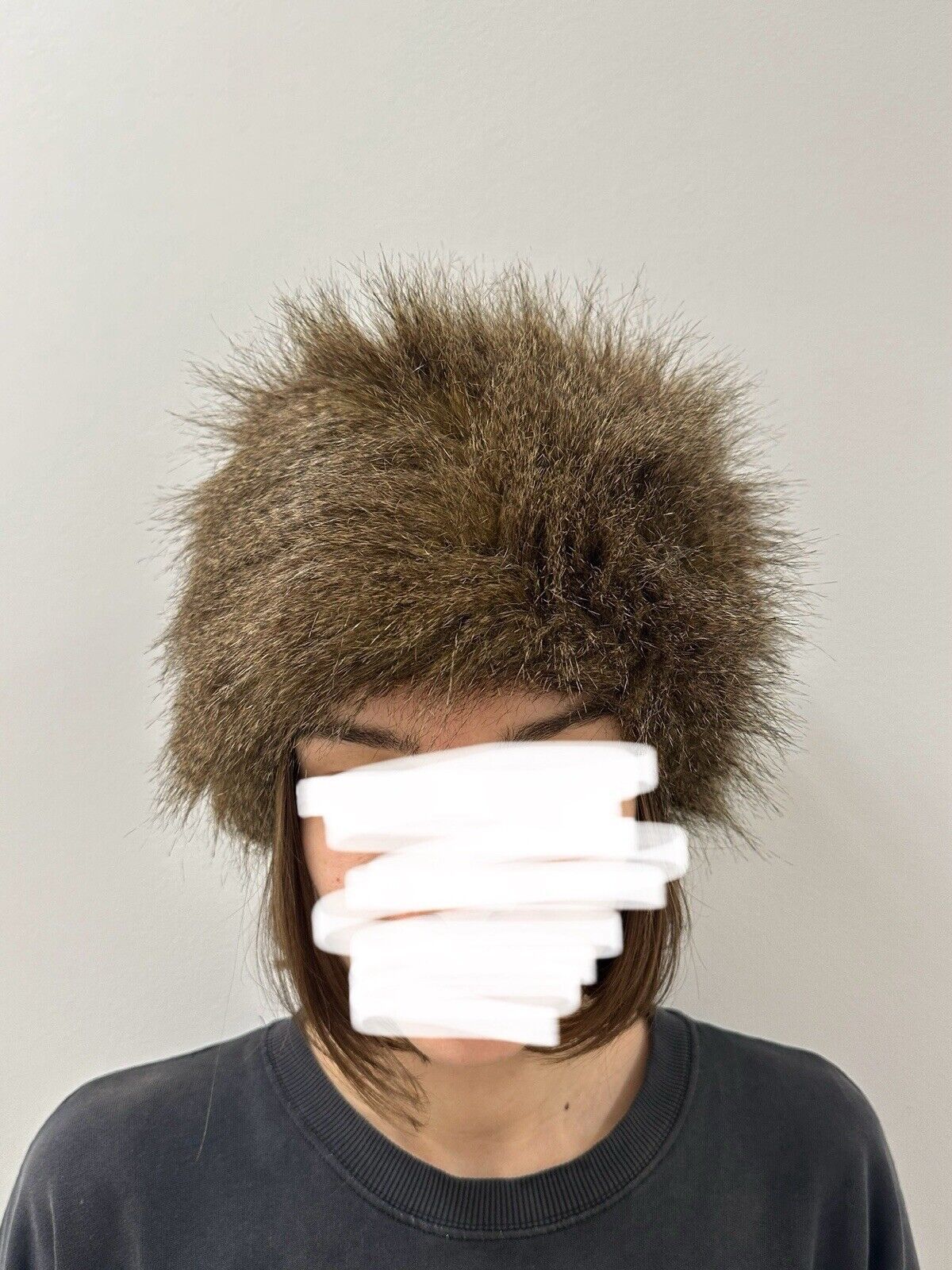 Marks & Spencer Marks & Spencer Faux fur Brown y2k Hat 2000`s Size ONE SIZE - 1 Thumbnail