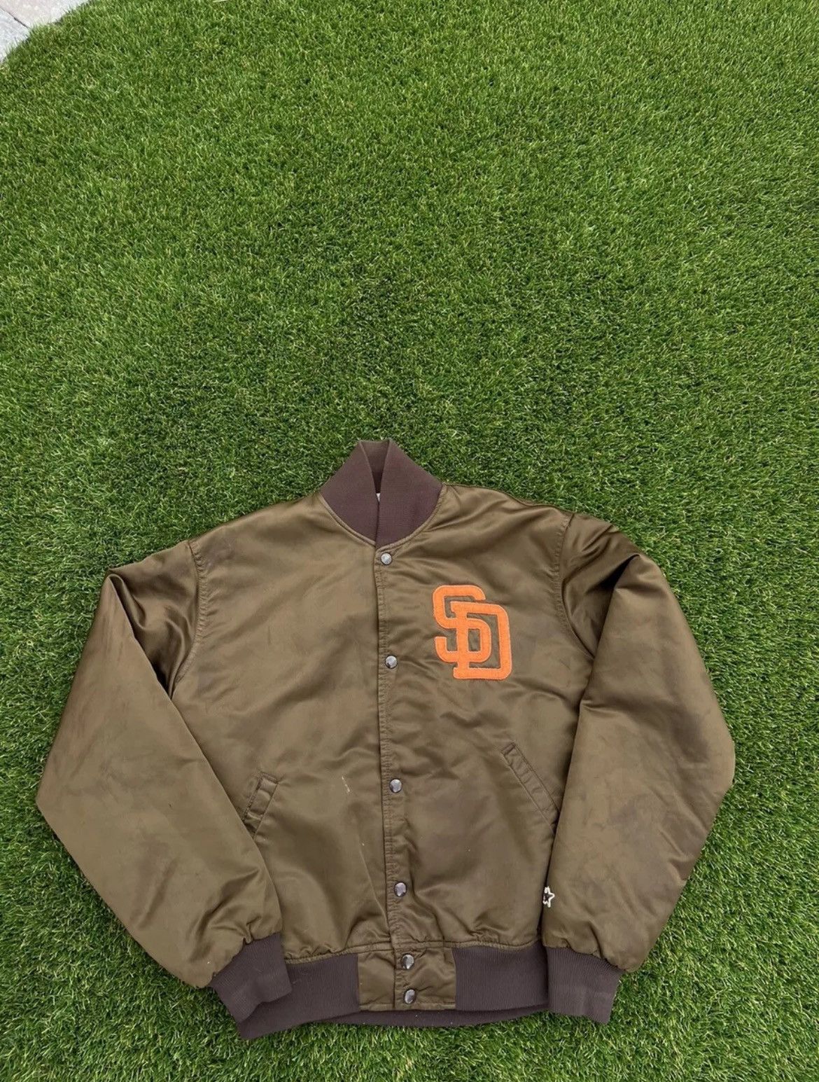 image of Starter x Vintage Padres Jacket in Brown, Men's (Size Large)