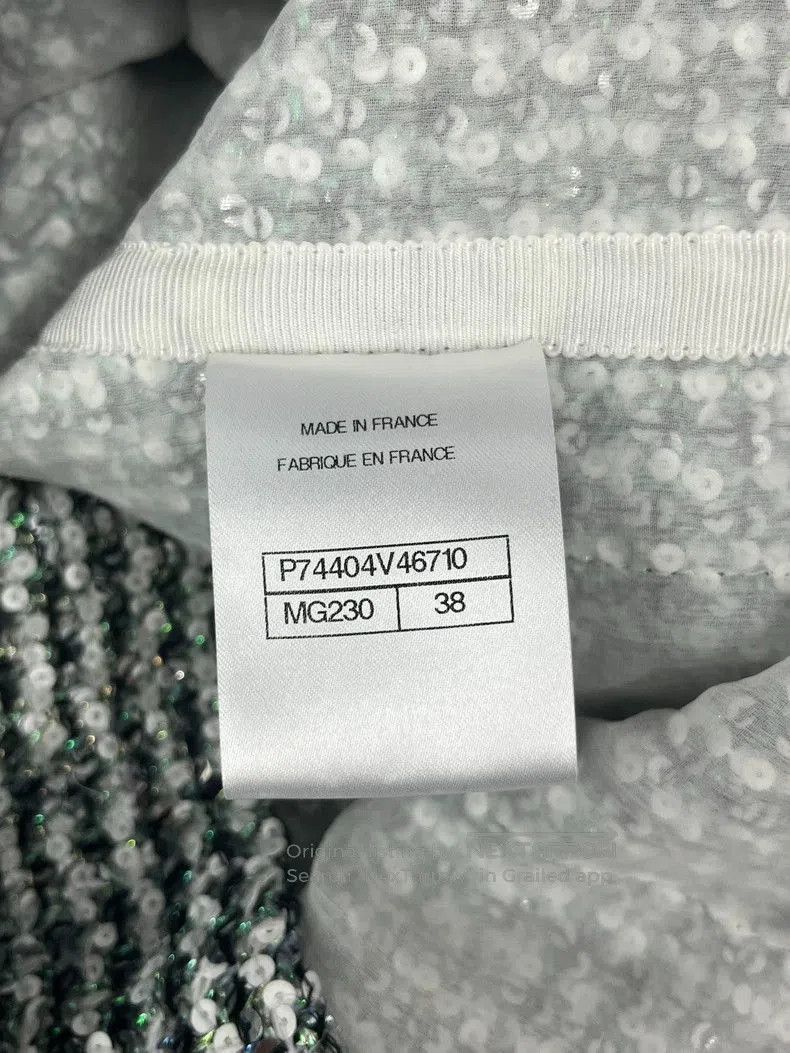 Chanel Chanel 23P Green Silver Sequin Jacket. Size US M / EU 48-50 / 2 - 5 Thumbnail