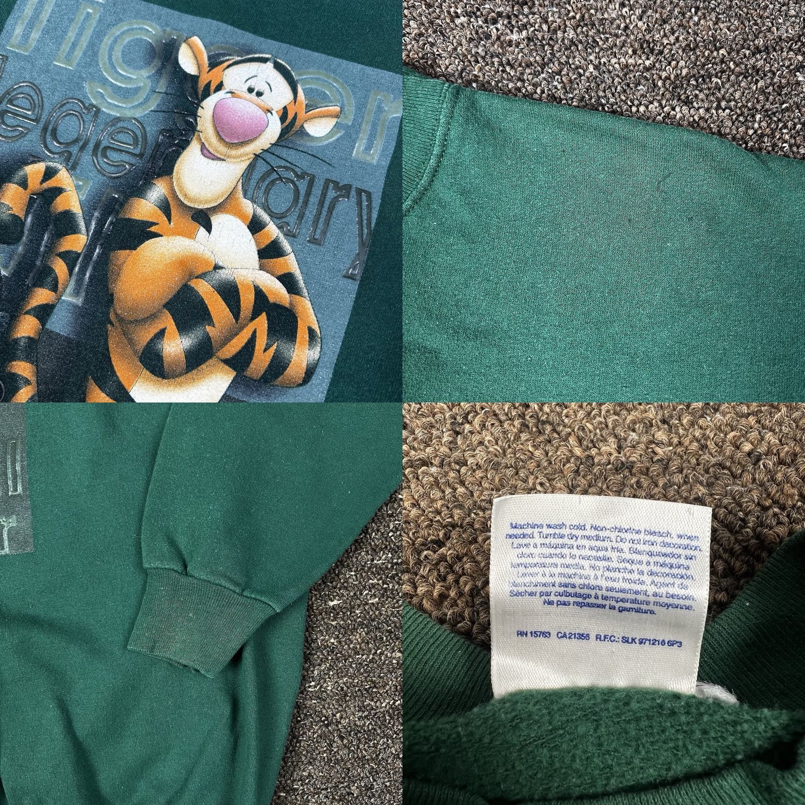 Disney VINTAGE Disney Tigger Graphic Crewneck Sweatshirt Medium Pullover Unisex Adults Green 90s Decade Shirt Size US M / EU 48-50 / 2 - 8 Thumbnail