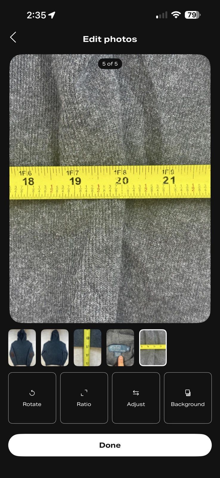 Polo Ralph Lauren Polo Ralph Lauren Men Grey Cotton Knit hoodie elbow patches Size US M / EU 48-50 / 2 - 5 Thumbnail