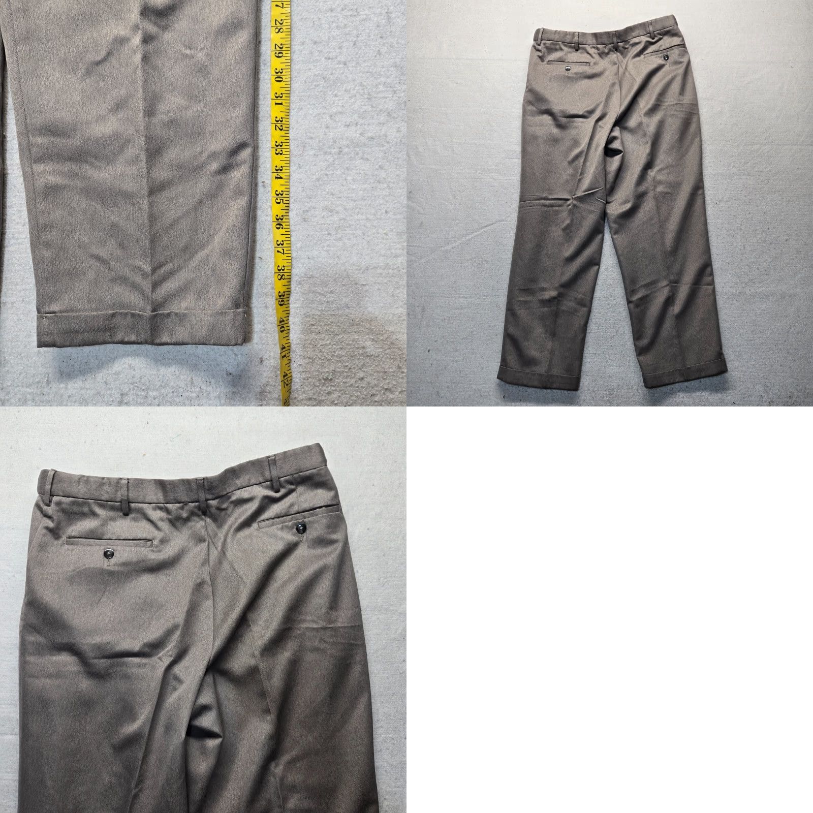 George George Pants Adult Men Solid Gray Chino Dress 38 x 30 Cotton Size US 38 / EU 54 - 8 Thumbnail