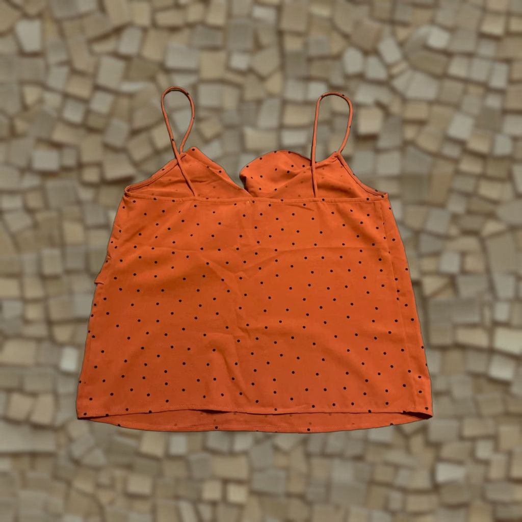 Vintage Lelis Tank Top Women M Brown Black Polka Dots Ruffle Sleeveless Size M / US 6-8 / IT 42-44 - 1 Thumbnail