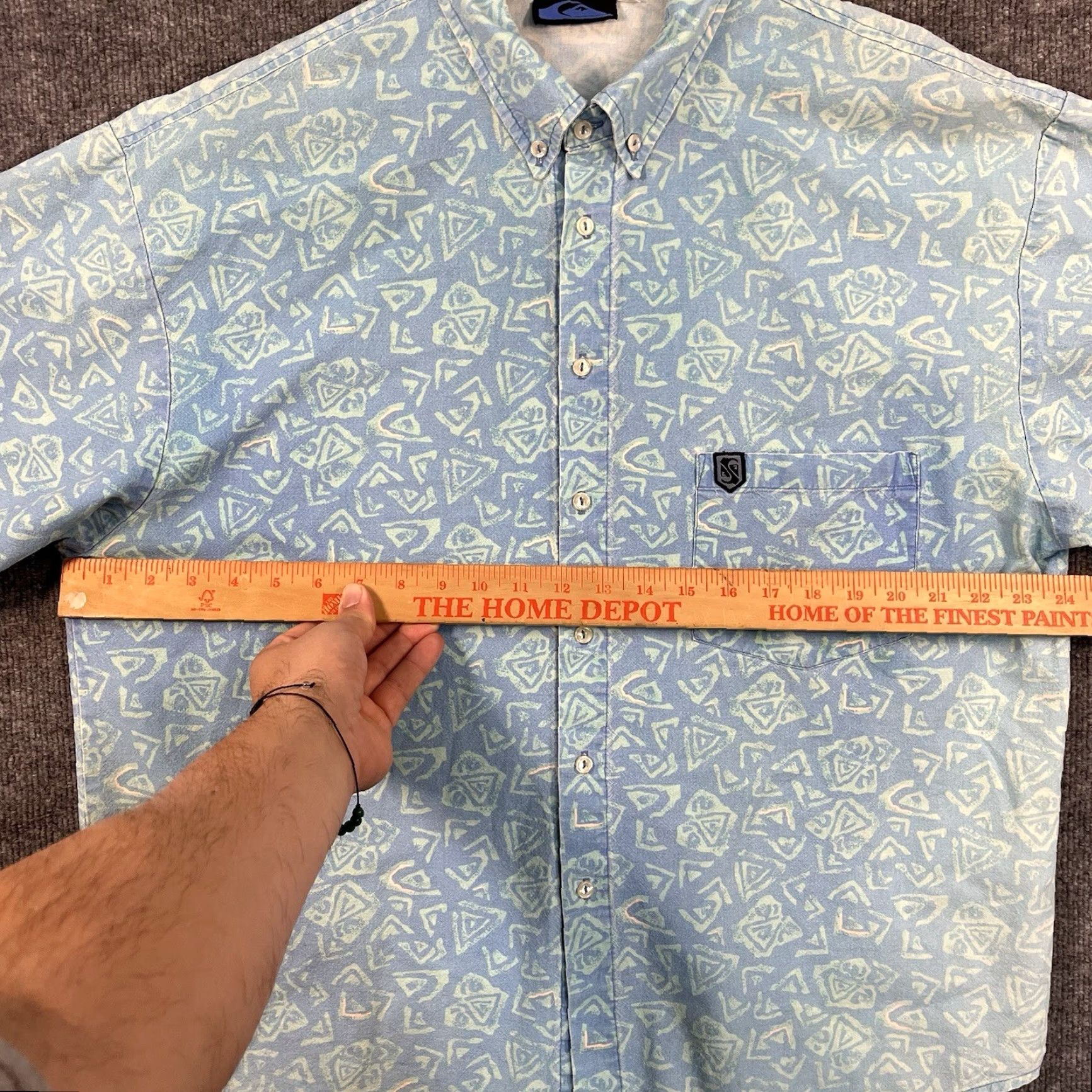 Quiksilver VINTAGE Quiksilver Shirt Surf Short Sleeve Button-Up Neon Blue 90s Large AOP Men L Blue 90s Mens Size US L / EU 52-54 / 3 - 5 Thumbnail