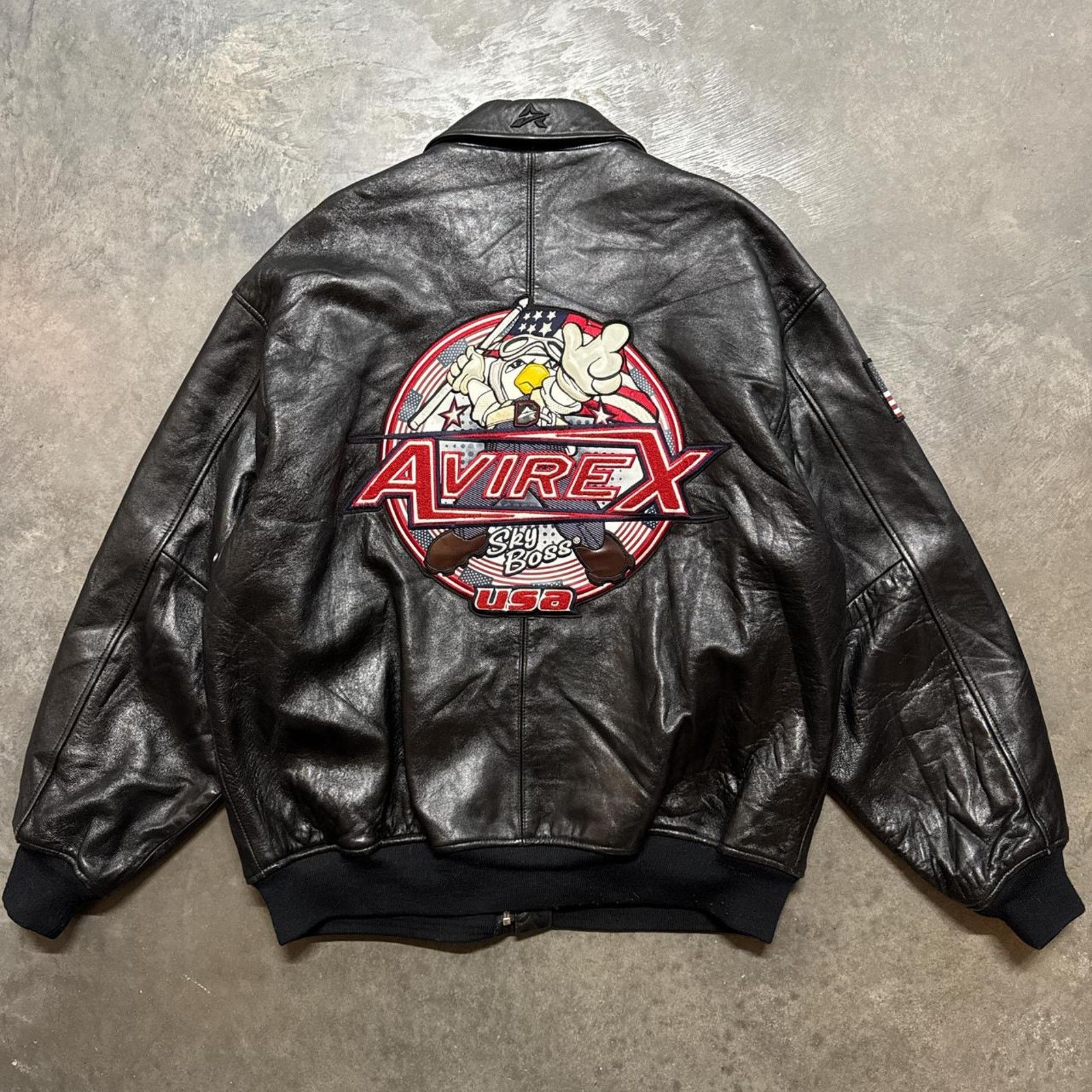 Vintage 2000s Avirex Sky Boss Aviator Rap Leather Jacket