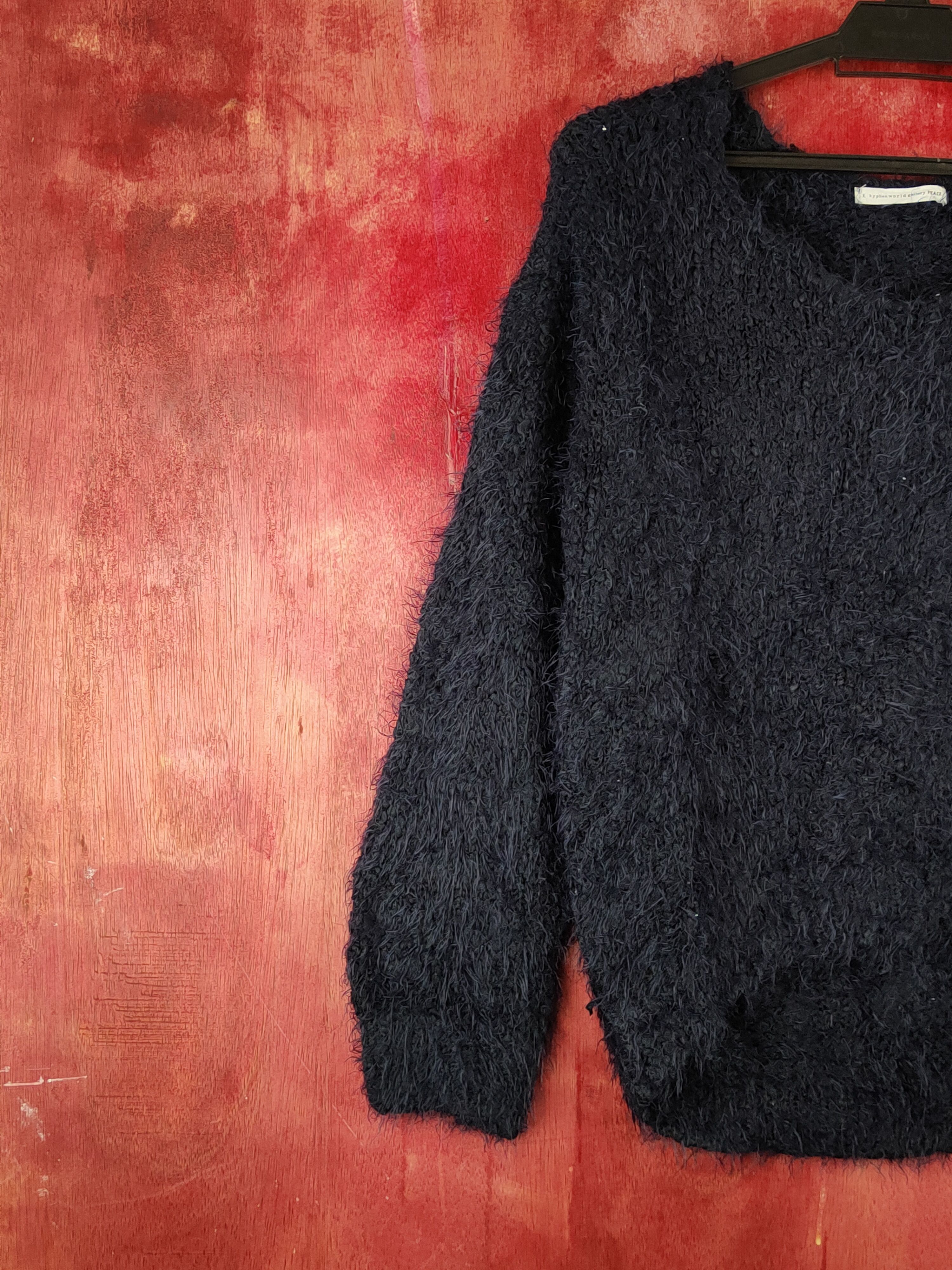 Homespun Knitwear × Japanese Brand × Vintage E Hypen World Gallery Navy Fur Mohair Knitwear #S1921 Size M / US 6-8 / IT 42-44 - 3 Thumbnail