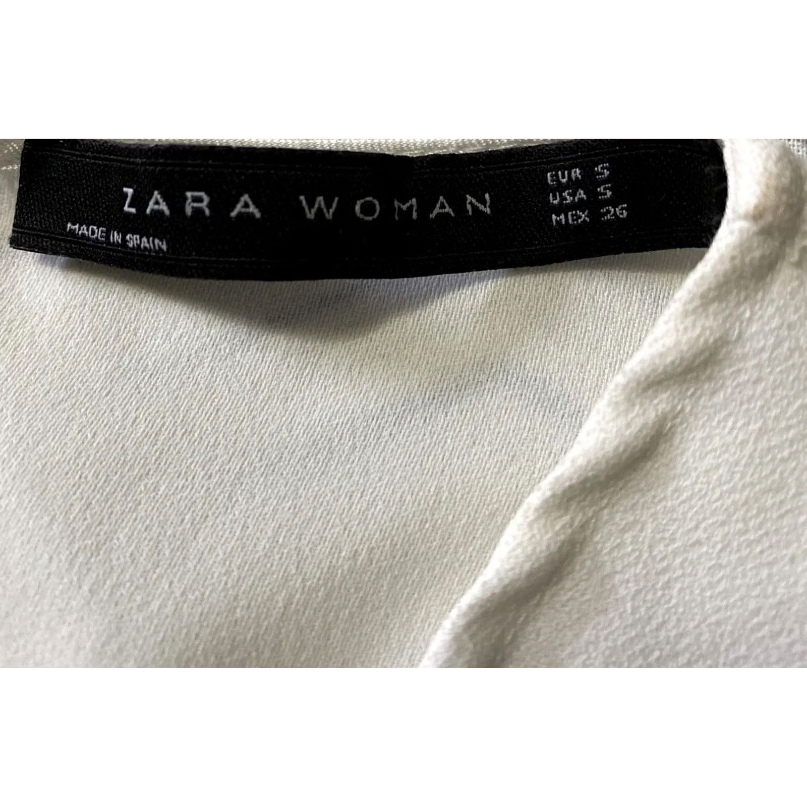 Zara ZARA Blouse Shirt Womens S White Balloon Sleeve Cropped 100% Cotton Lightweight Regular Vintage: No Size S / US 4 / IT 40 - 7 Thumbnail