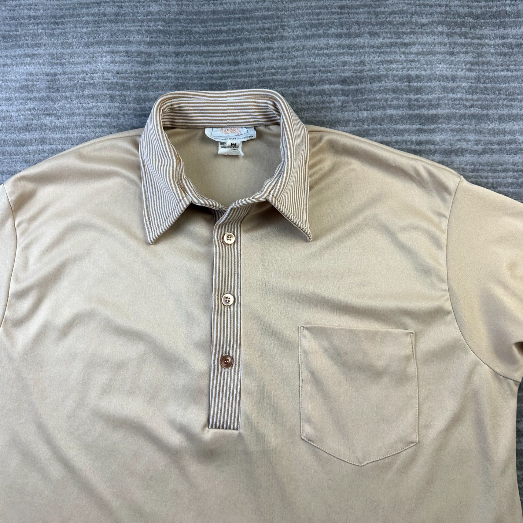 Haband VINTAGE Haband Polo Shirt Mens Medium Beige Tan 70s Retro Bowling Disco Collar Mens Size US M / EU 48-50 / 2 - 4 Thumbnail