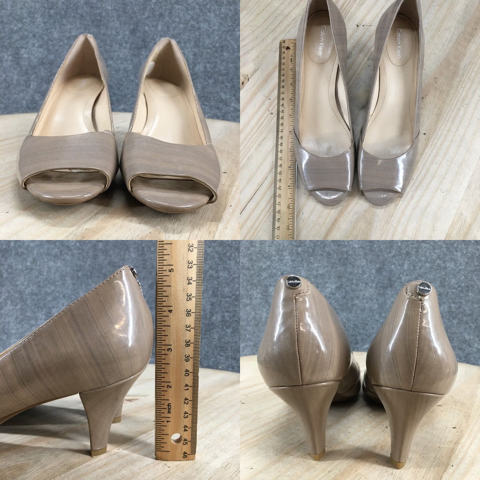 Calvin Klein Calvin Klein Heels Womens 9.5 M Parisa Peep Toe Kitten Pumps Brown Faux Leather Pump Womens 9.5 Brown Kitten Parisa Calvin Klein Shoes Size US 10 / IT 40 - 8 Thumbnail