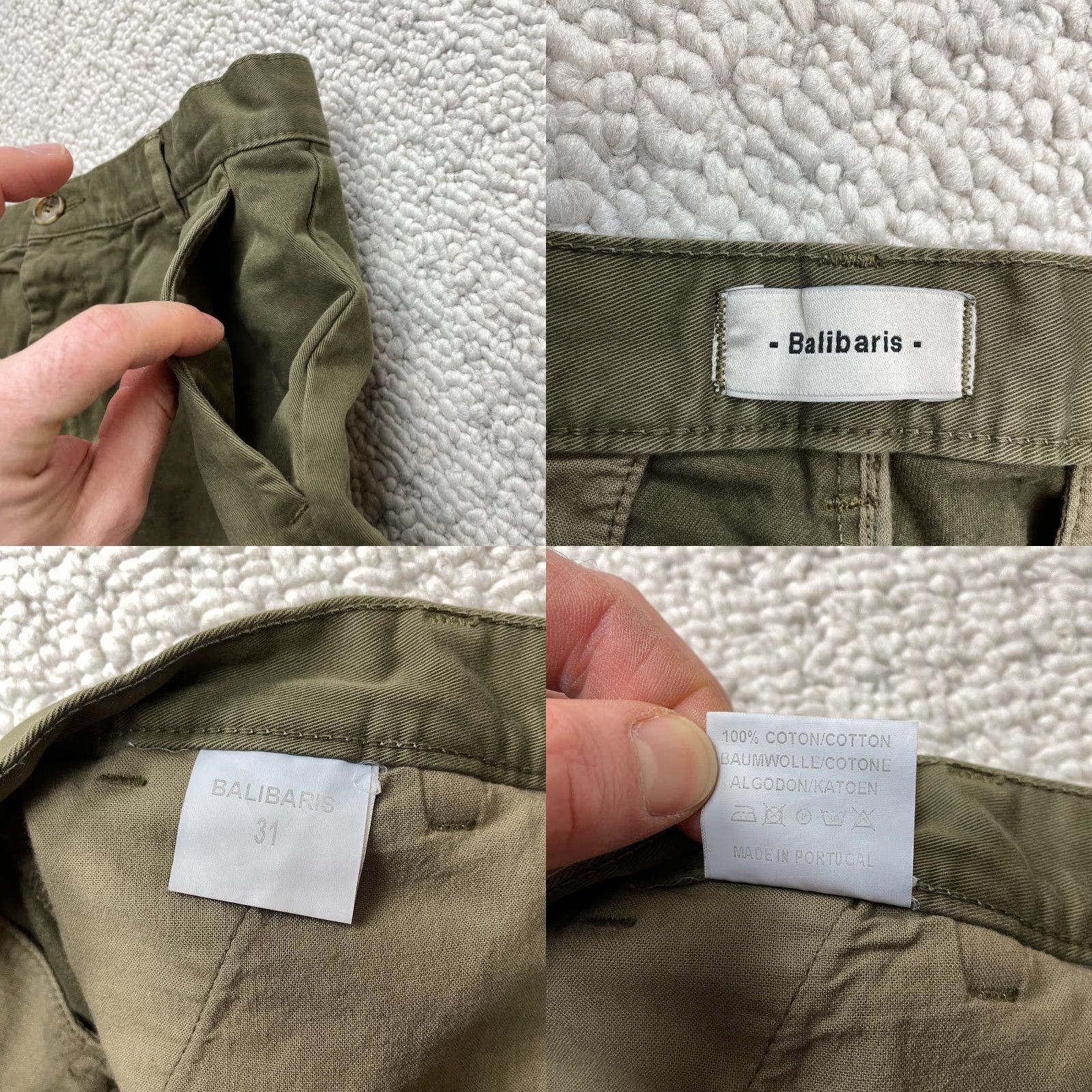 Vintage Balibaris Chino Shorts Mens 31 Green Button Fly Cotton Solid 8" Inseam Pockets Regular Men Shirt? Size US 31 - 8 Thumbnail
