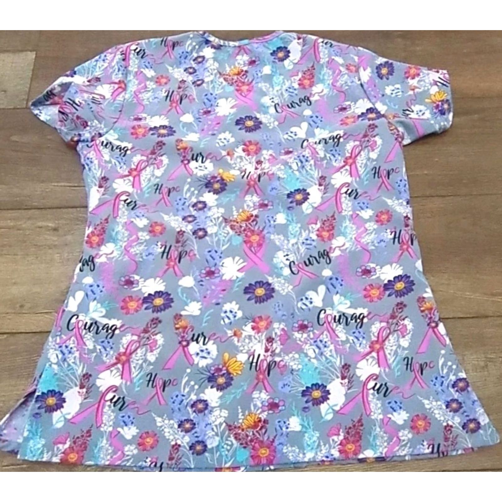 Vintage GT Performance Women's Scrubs Top Blue Size M Short Sleeve V Neck Stretch Fit Size M / US 6-8 / IT 42-44 - 4 Thumbnail