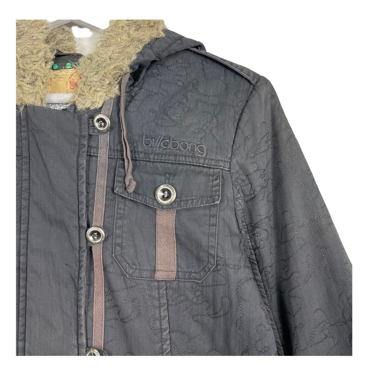 Billabong 💥BILLABONG DENIM WINTER FUR HOODIE JACKET Size M / US 6-8 / IT 42-44 - 5 Thumbnail