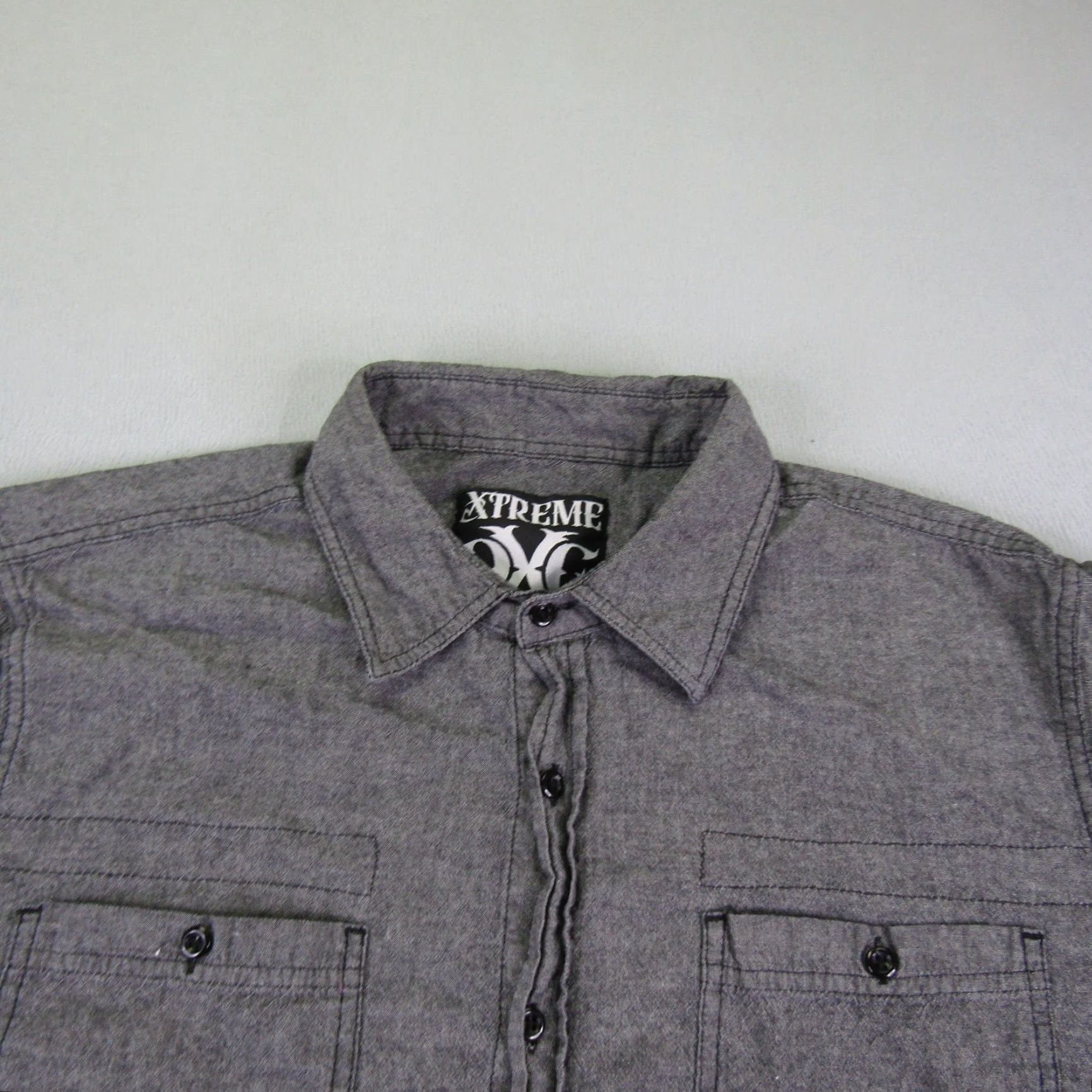 Vintage Xtreme Couture Shirt Mens Extra Large Gray Button Up Long Sleeve Embroidered MMA Size US XL / EU 56 / 4 - 2 Thumbnail