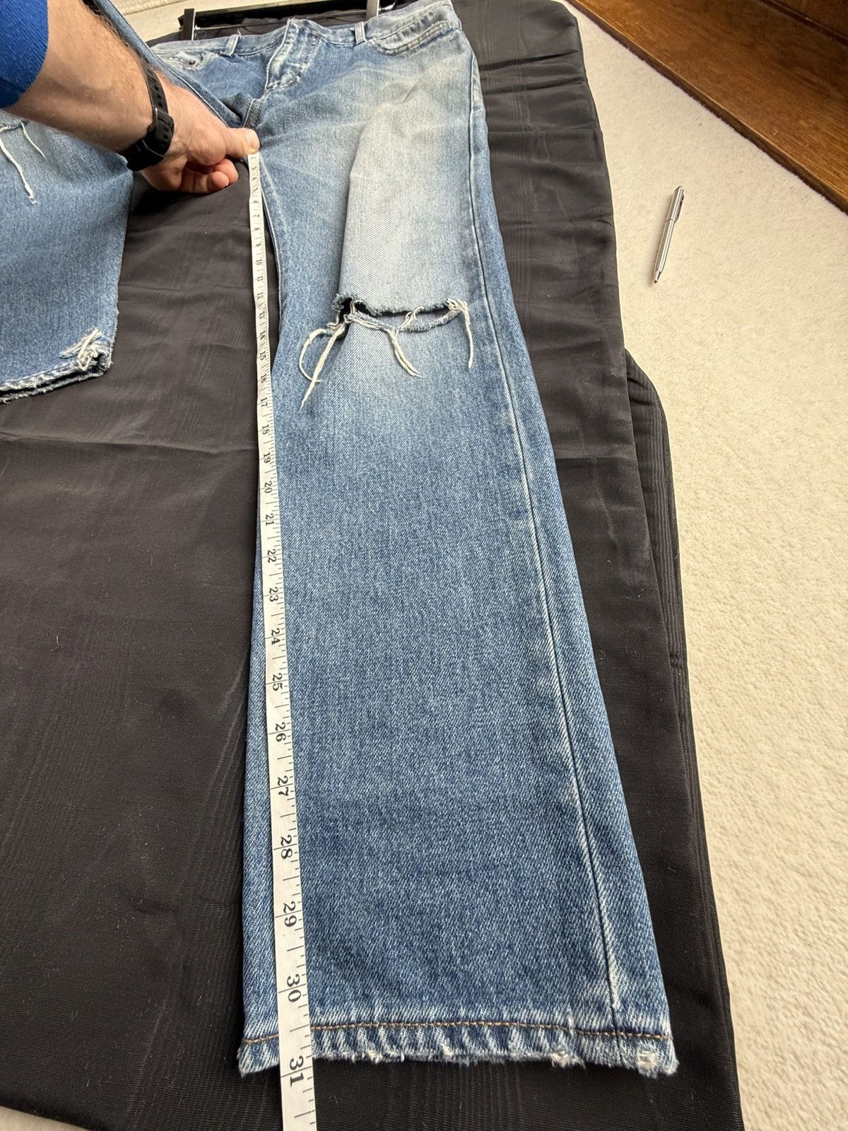 Saint Laurent Paris SS16 Saint Laurent D10 knee rip jeans Hedi 32 grail slim Size US 33 - 14 Thumbnail