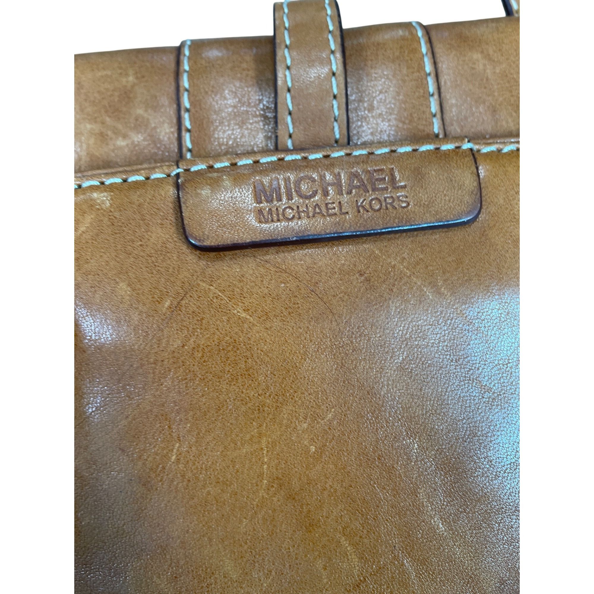 Michael Kors Michael Kors Authentic Brown Leather Satchel Handbag SKU 971 Size ONE SIZE - 9 Thumbnail