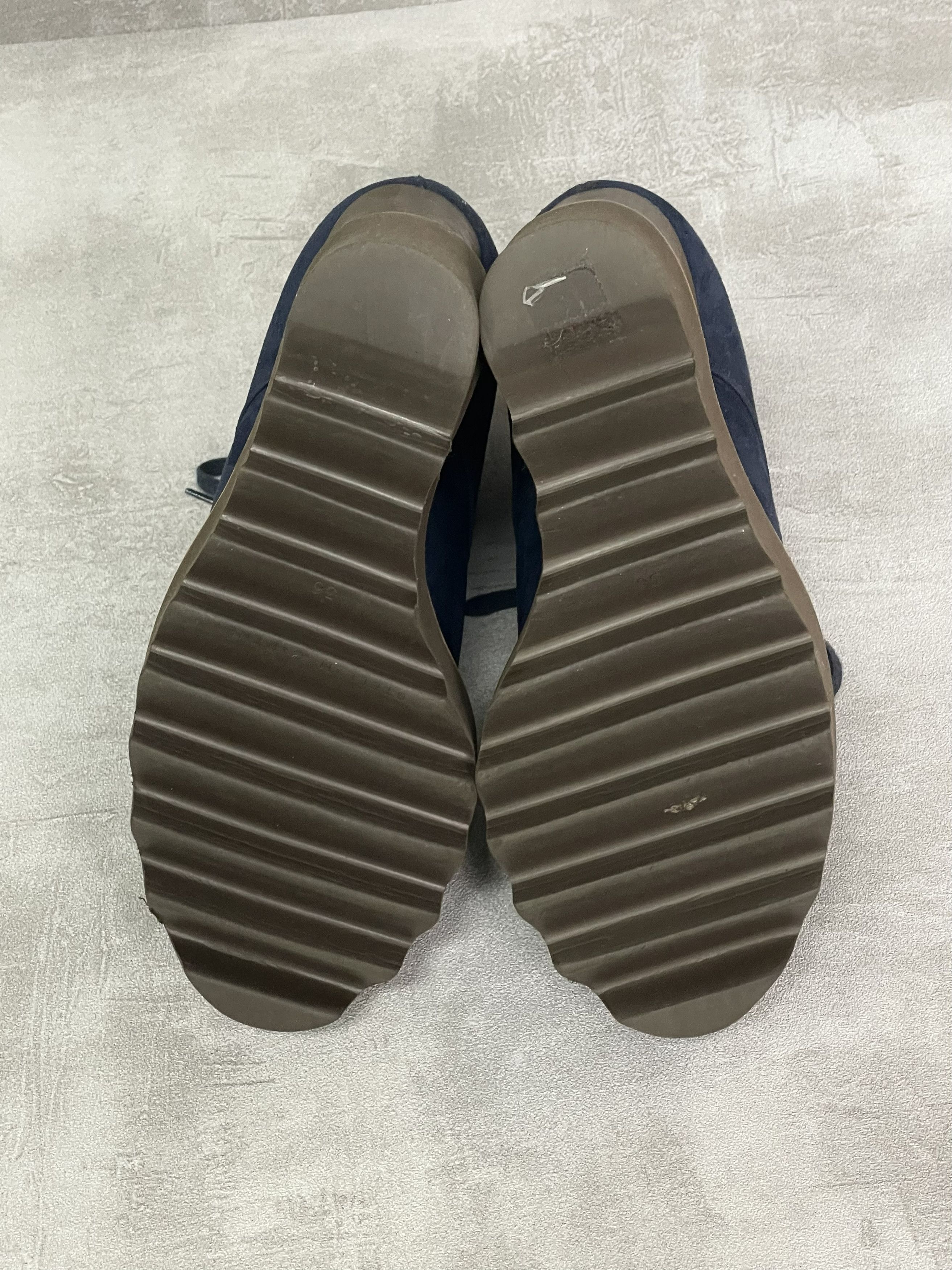 Stella McCartney Stella McCartney Navy Faux Suede Leana Lace Up Wedge Booties Size US 6 / IT 36 - 5 Thumbnail
