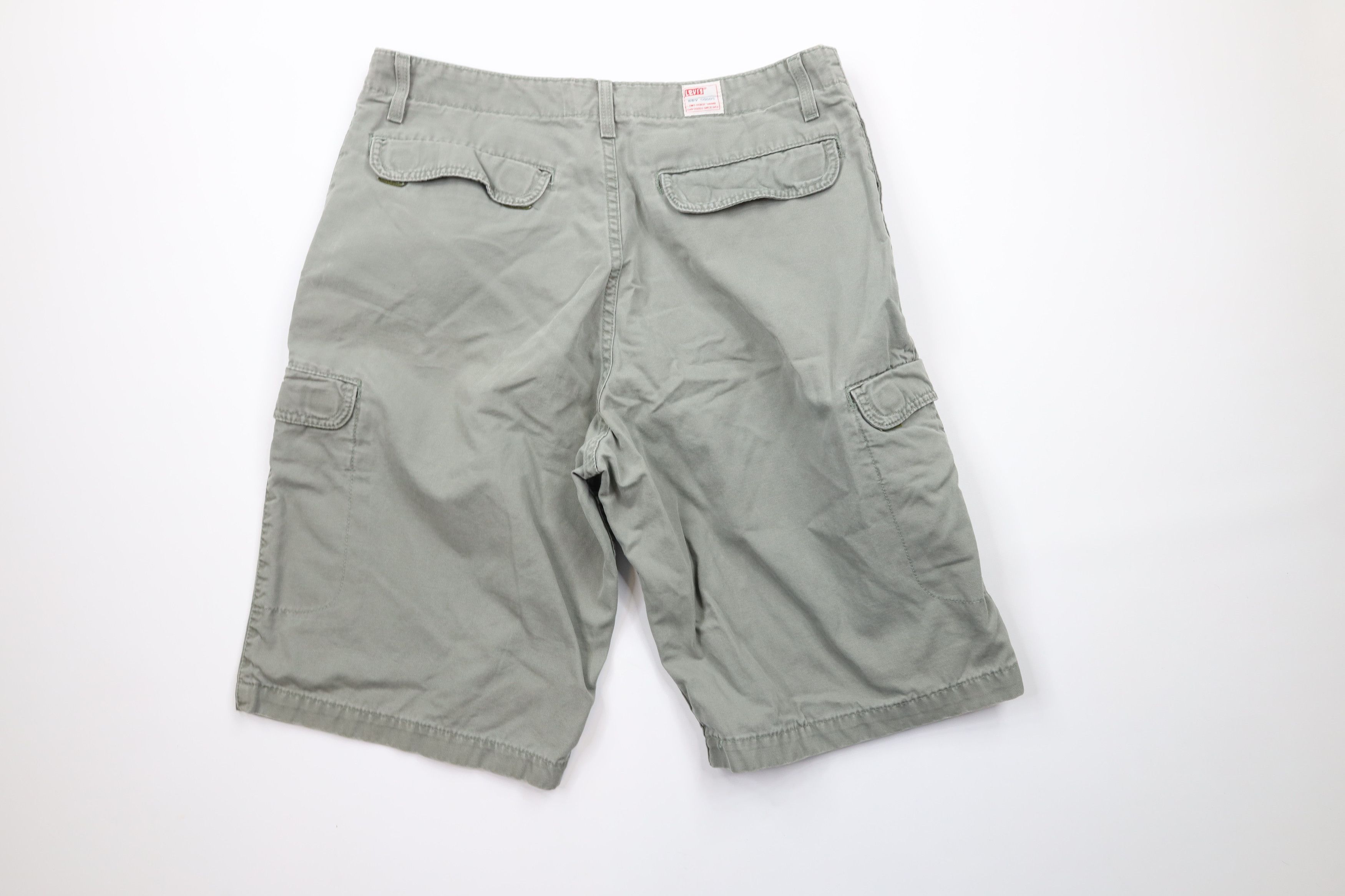 Levi's × Vintage Vintage 90s Levis Dry Goods Fit Canvas Cargo Shorts Green Size US 34 / EU 50 - 6 Thumbnail
