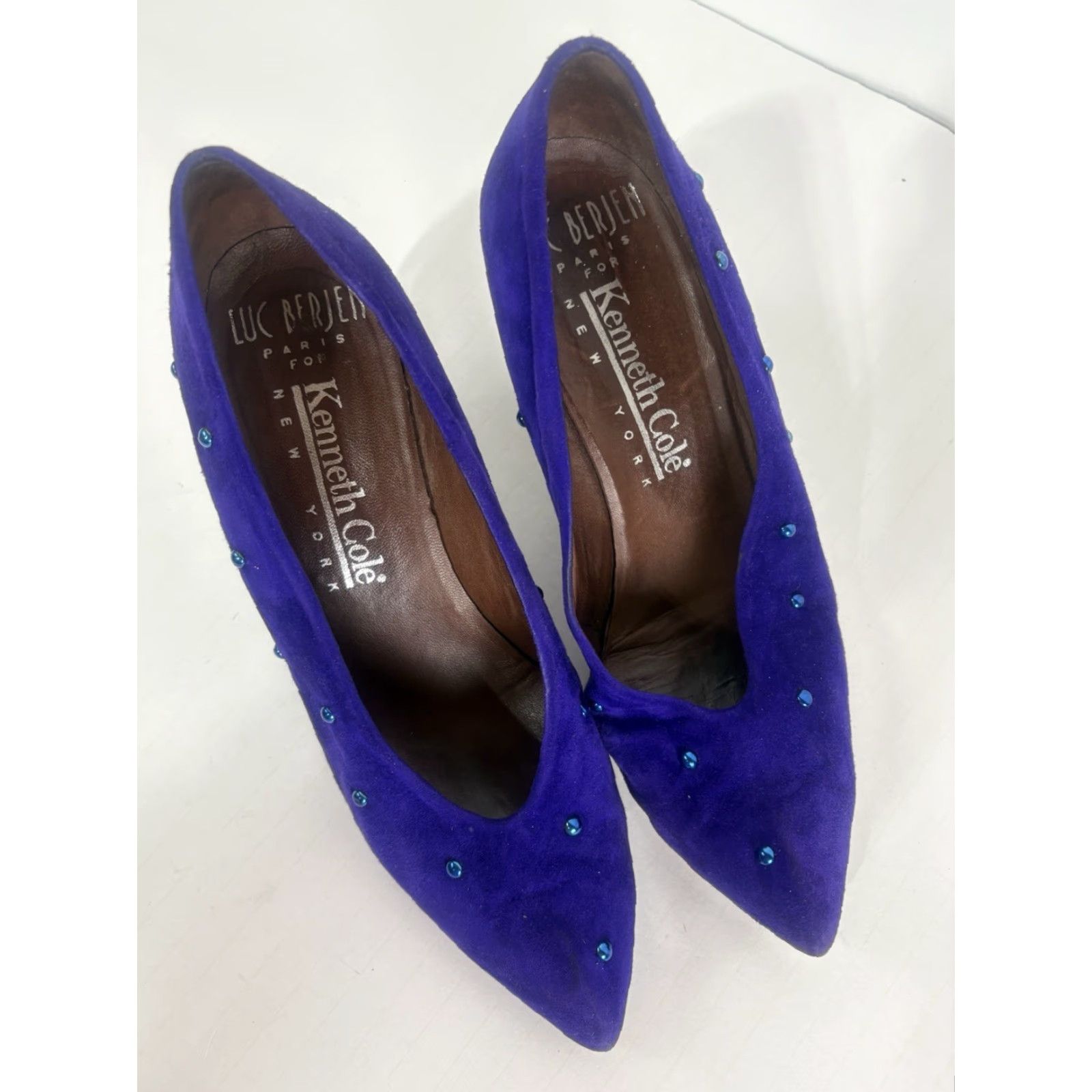Kenneth Cole KENNETH COLE Block Heel Pumps Womens Size 8 Purple Suede Slip On High Heel 80s Retro Size US 8 / IT 38 - 2 Thumbnail