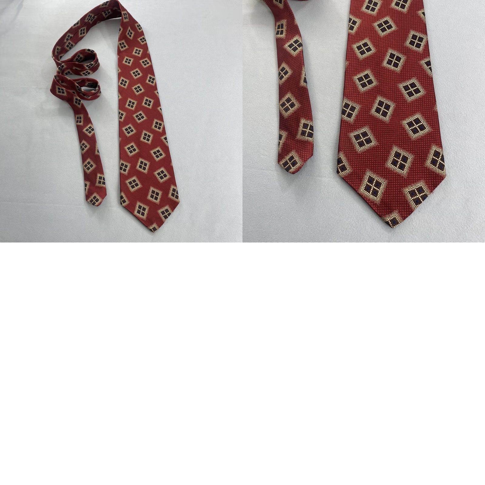 Robert Talbott VINTAGE Robert Talbott Best of Class tie Wove Deco Dot Window Neat Red Gray USA 4x58 Capsule Wide Necktie Size ONE SIZE - 10 Thumbnail