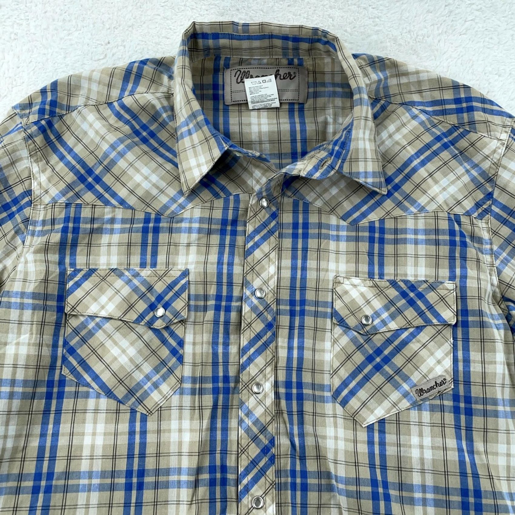 Wrangler Wrangler Shirt Mens XL Colorful Plaid Long Sleeve Button-Up Western Pearl Snap Casual Outdoor Pocket Cotton Polyester Multicolor Size US XL / EU 56 / 4 - 2 Thumbnail