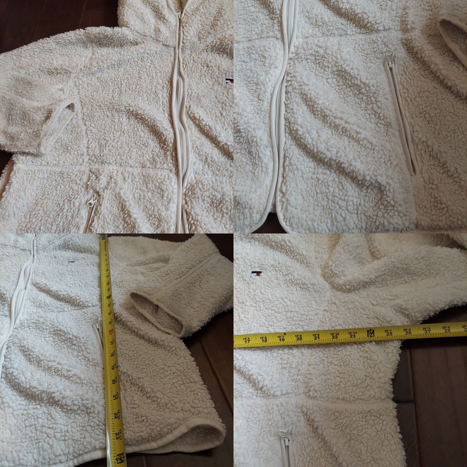 Tommy Hilfiger VINTAGE Tommy Hilfiger Hoodie Pullover White 2XL Mens Regular Zip Sherpa Winter Fall Size XXL / US 16-18 / IT 52-54 - 9 Thumbnail