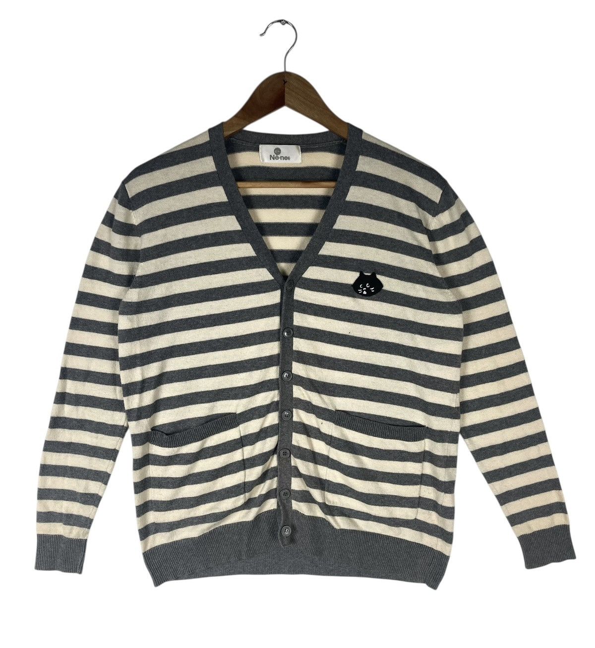 Ne-Net Vintage Né-Net Issey Miyake Cat Logo Stripe Cardigan Size 3 Size L / US 10 / IT 46 - 2 Thumbnail
