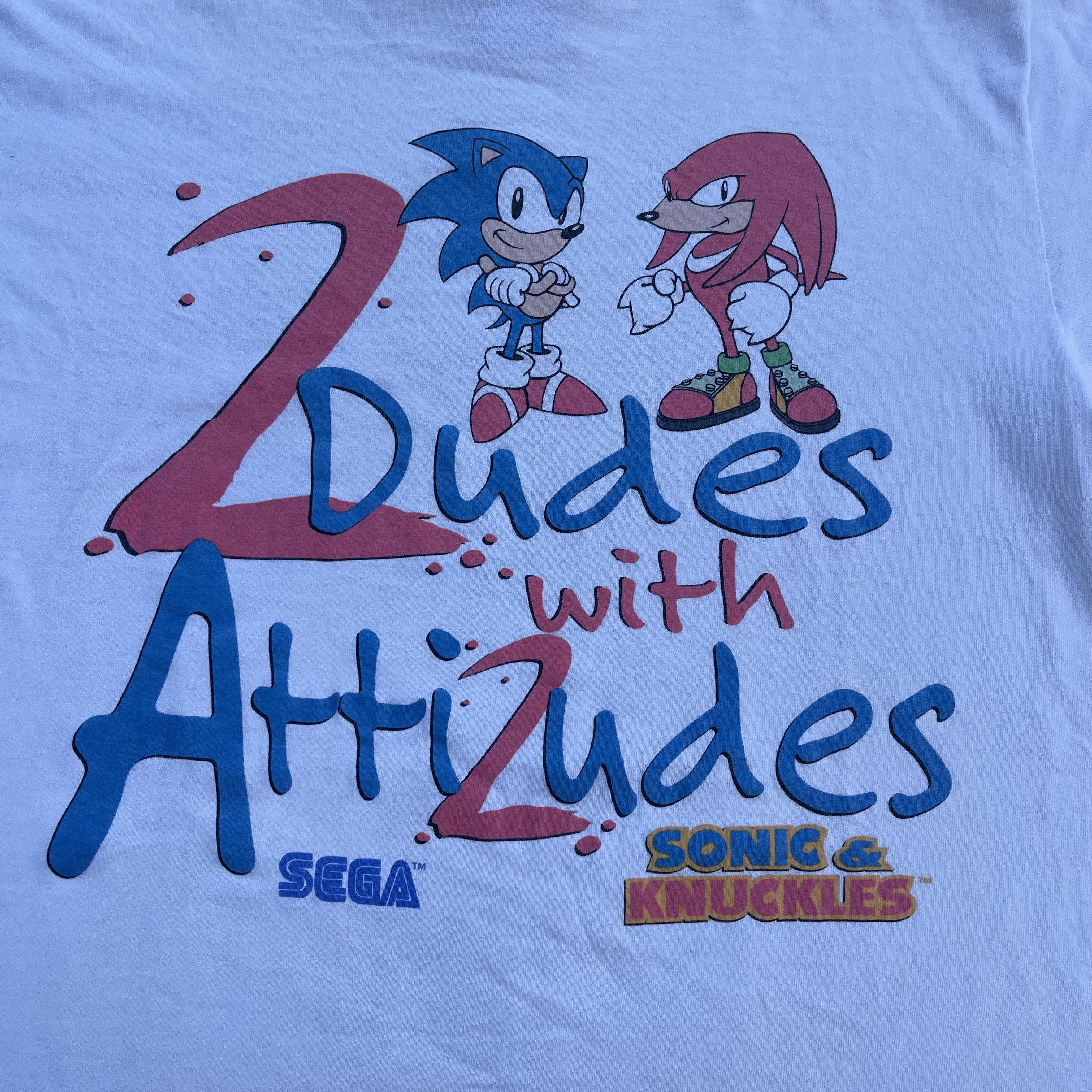 Vintage 1994 SEGA Sonic & Knucles 2 Dudes with Attitudes T-shirt Size US L / EU 52-54 / 3 - 3 Thumbnail