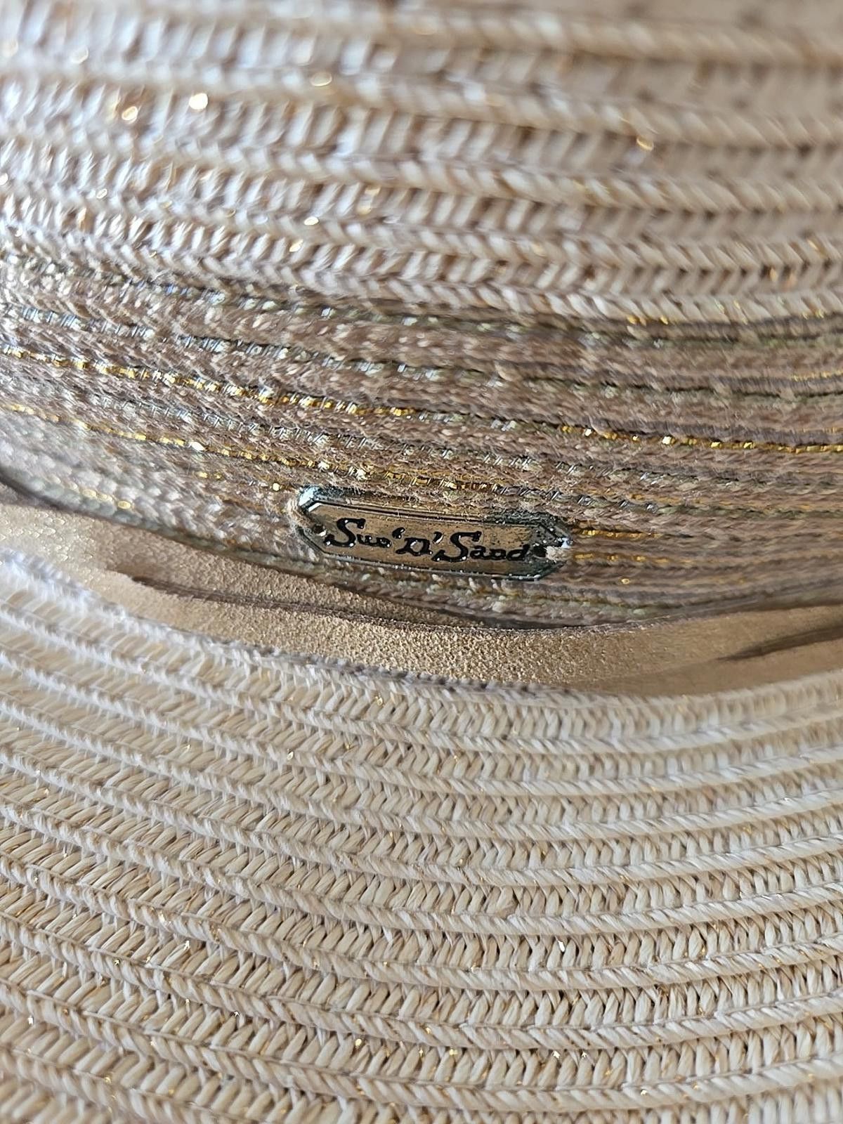 Other Sun 'N' Sand UPF 50+ Woven Tan / Gold Wide Brim Straw Hat Size ONE SIZE - 2 Thumbnail