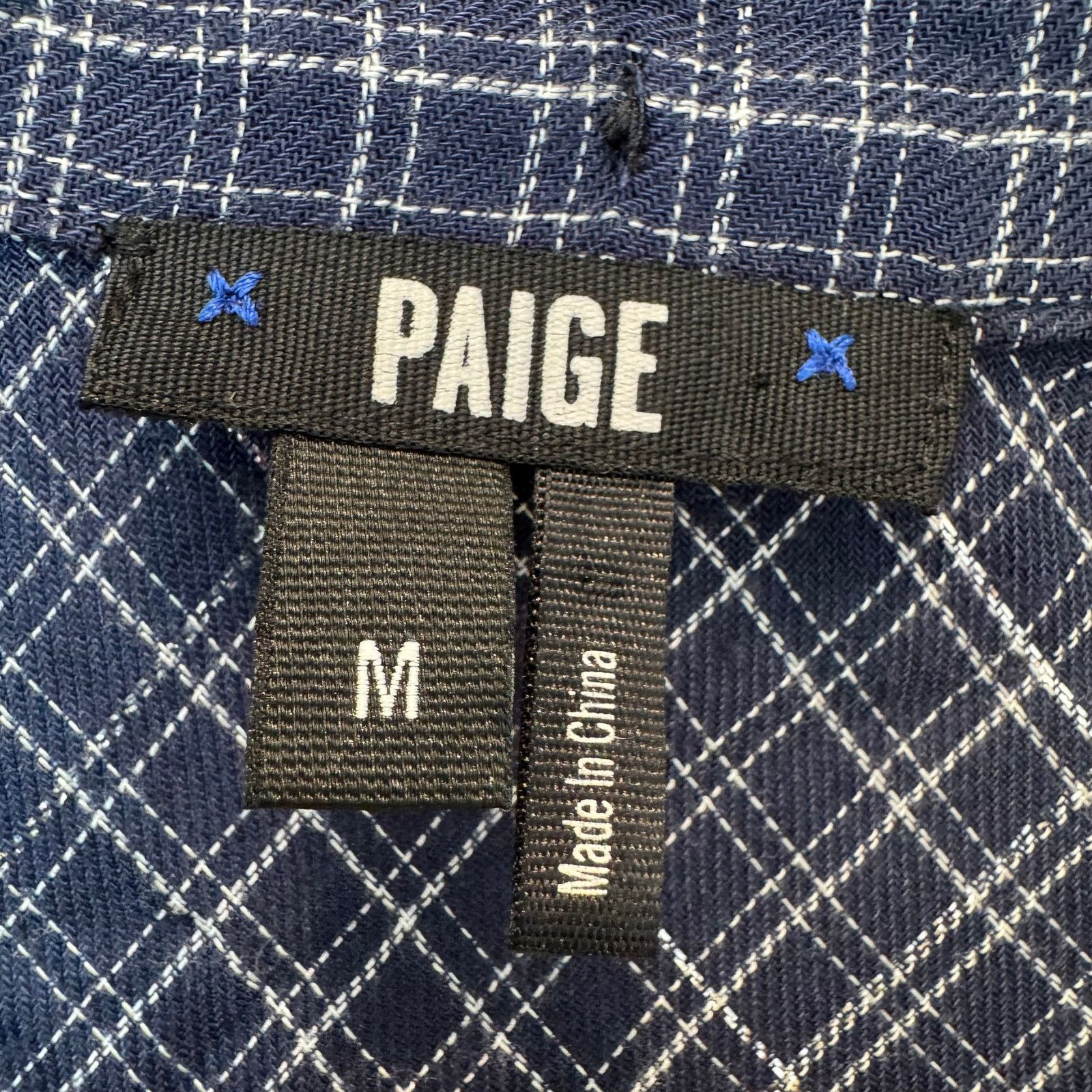 Paige PAIGE Calissa Navy Plaid Flannel Peacoat Gunmetal Check Top Size M / US 6-8 / IT 42-44 - 3 Thumbnail