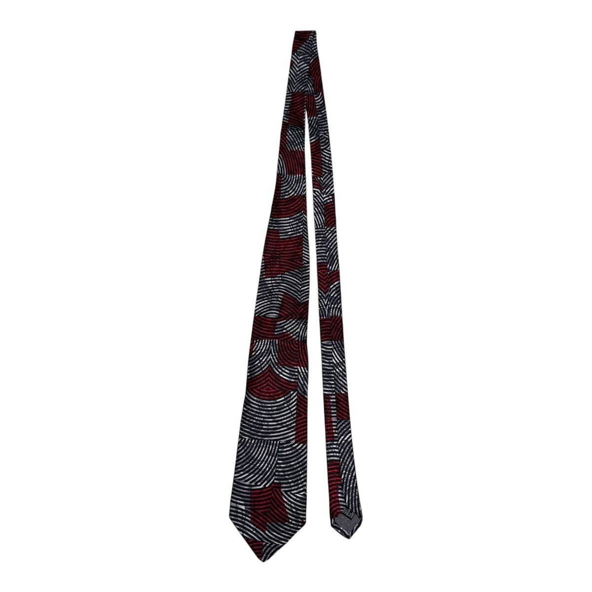 Claude Montana Claude Montana Silk Patterned Black White Red Tie 58x3.5 Size ONE SIZE - 2 Thumbnail
