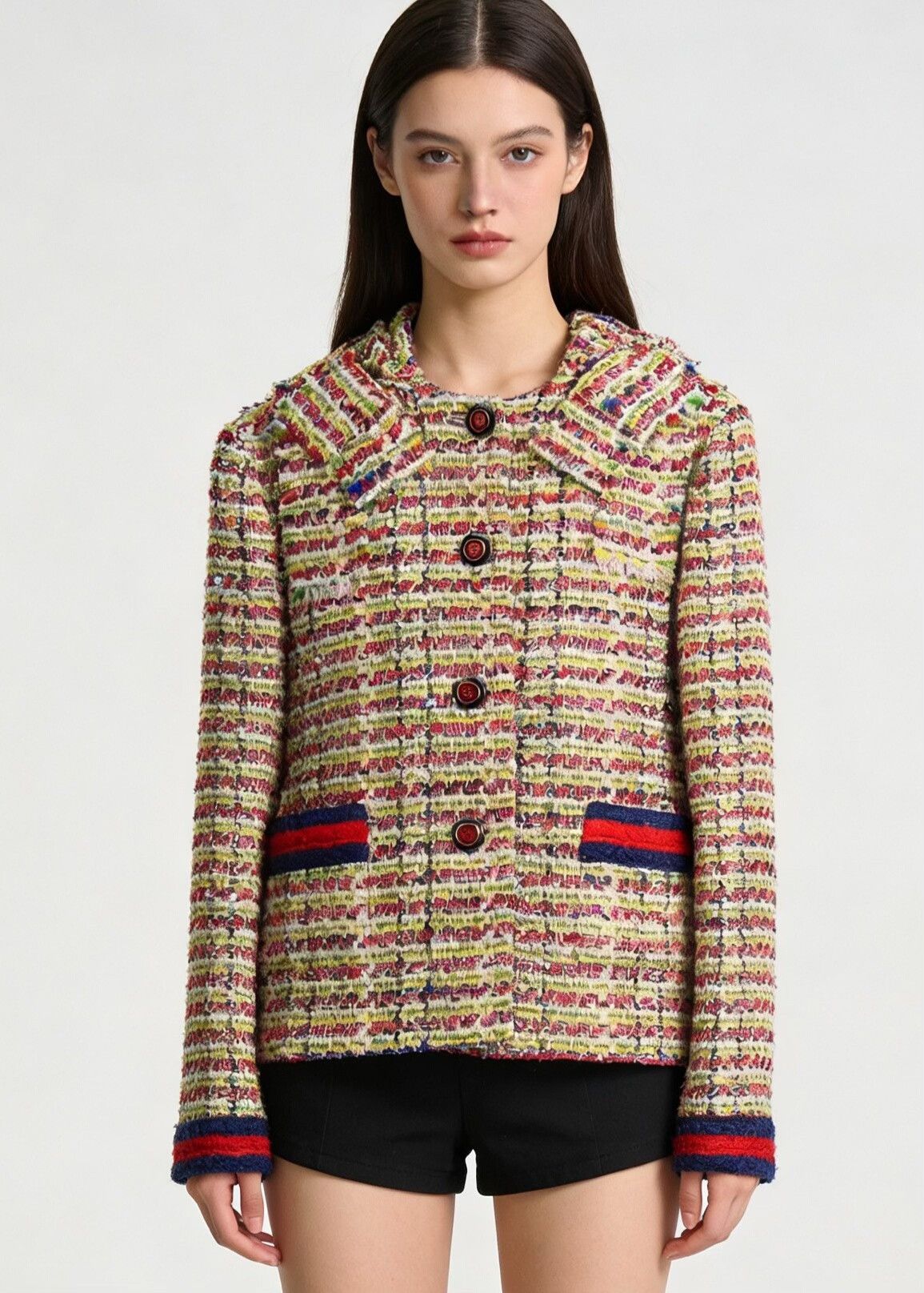Gucci Gucci Colorful Tweed Hooded Coat Size S / US 4 / IT 40 - 1 Thumbnail