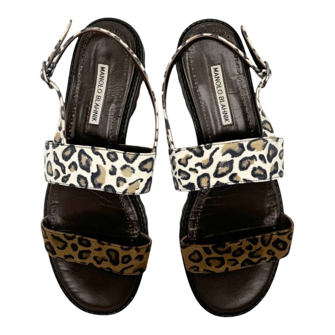 Manolo Blahnik Manolo Blahnik Suede Animal Print Slingback Sport Sandals Size US 10.5 / IT 40.5 - 5 Thumbnail