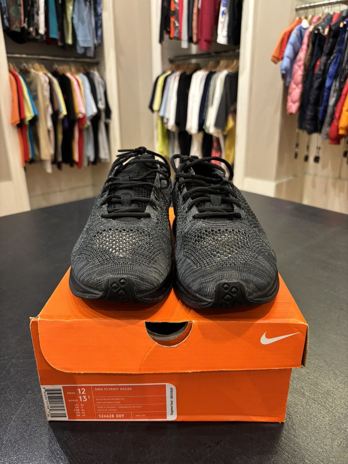 Nike Nike Flyknit Racer Triple Black Size US 12 / EU 45 - 3 Thumbnail